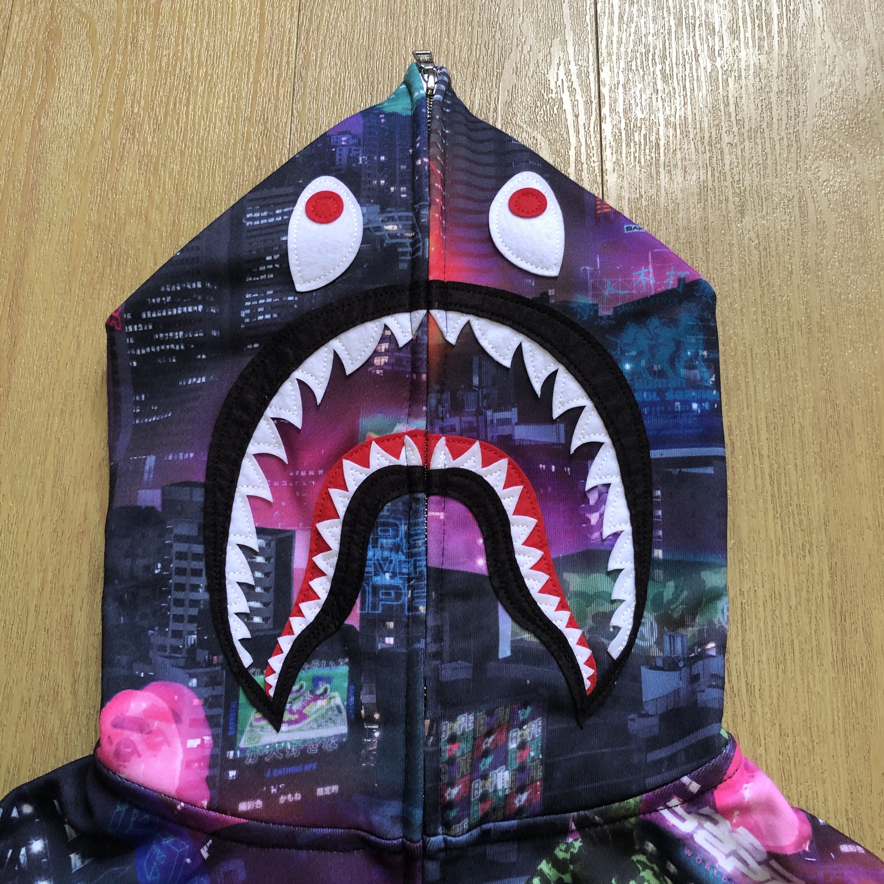Bape Neon Tokyo Shark Wide Full Zip Hoodie Size US S / EU 44-46 / 1 - 5 Thumbnail