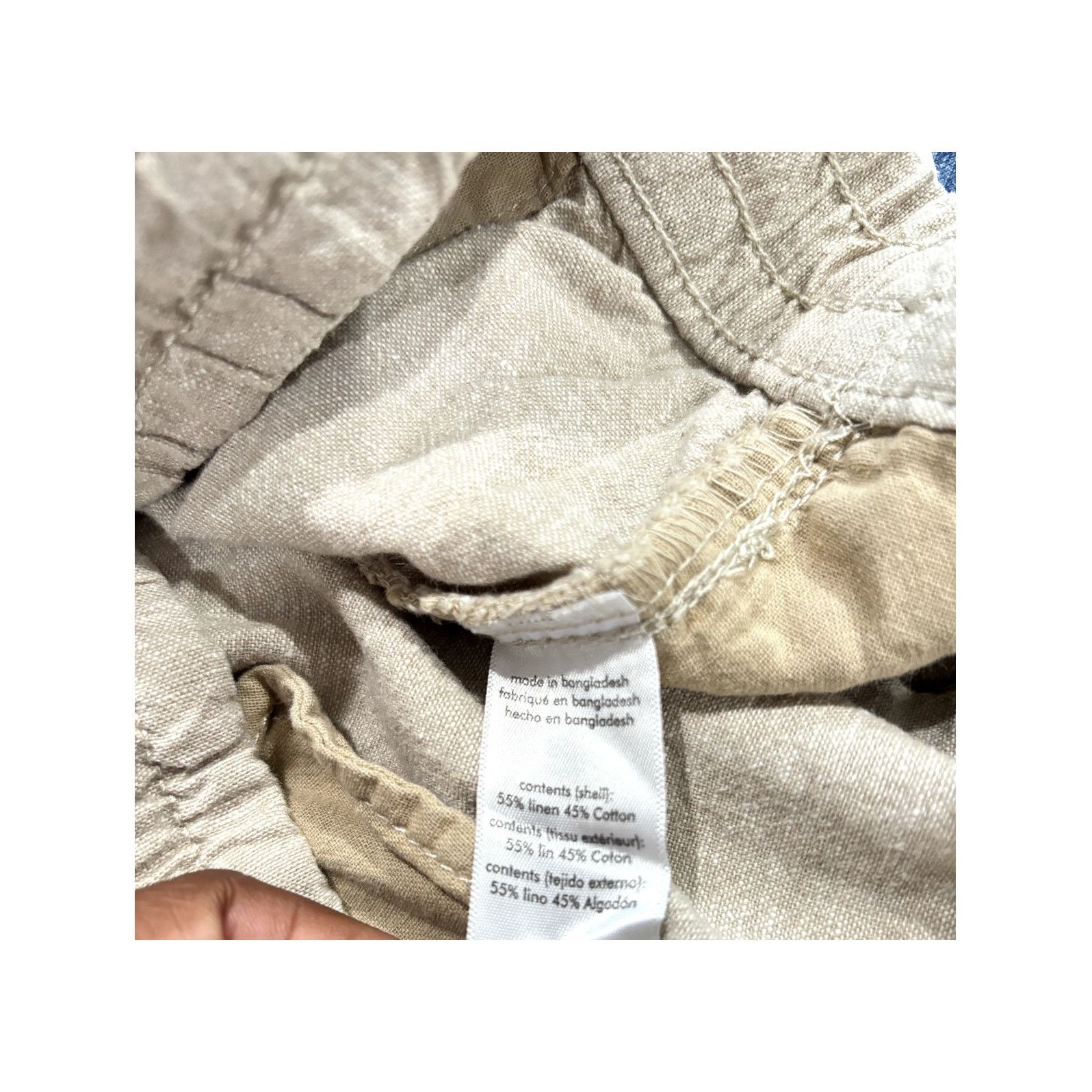 Onia ONIA Women's Khaki High-Waist Linen Drawstring Trouser Sz M Size 28" / US 6 / IT 42 - 3 Thumbnail