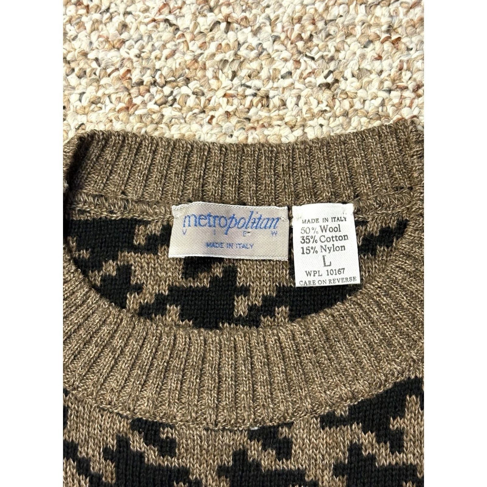 Vintage VINTAGE Metropolitan View Sweater Mens L Brown & Black Wool Blend Geometric Italy Made Men Size US L / EU 52-54 / 3 - 2 Thumbnail