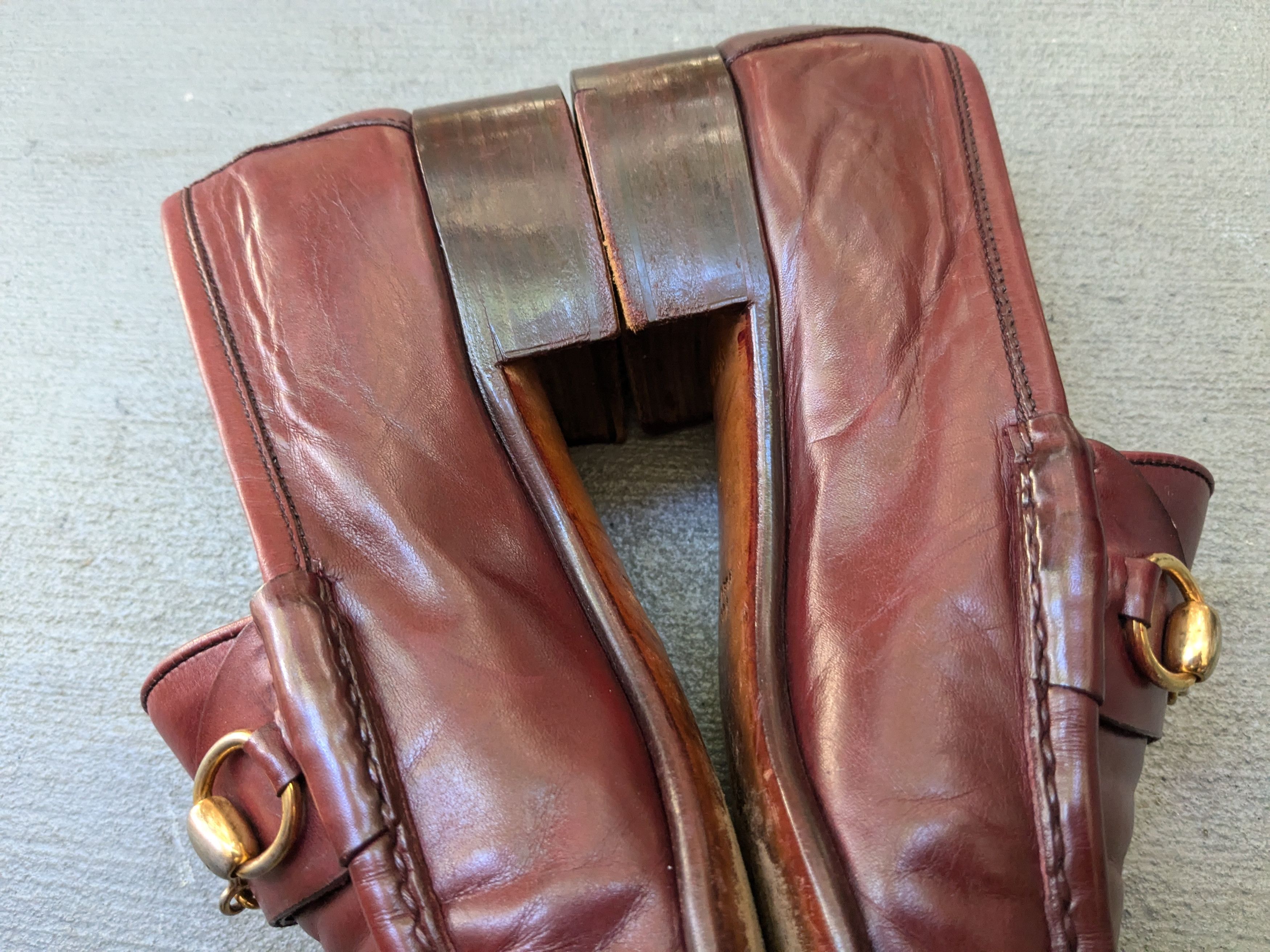 Vintage Gucci Horsebit Loafers Red 9 Red Snaffle Bit Gold
