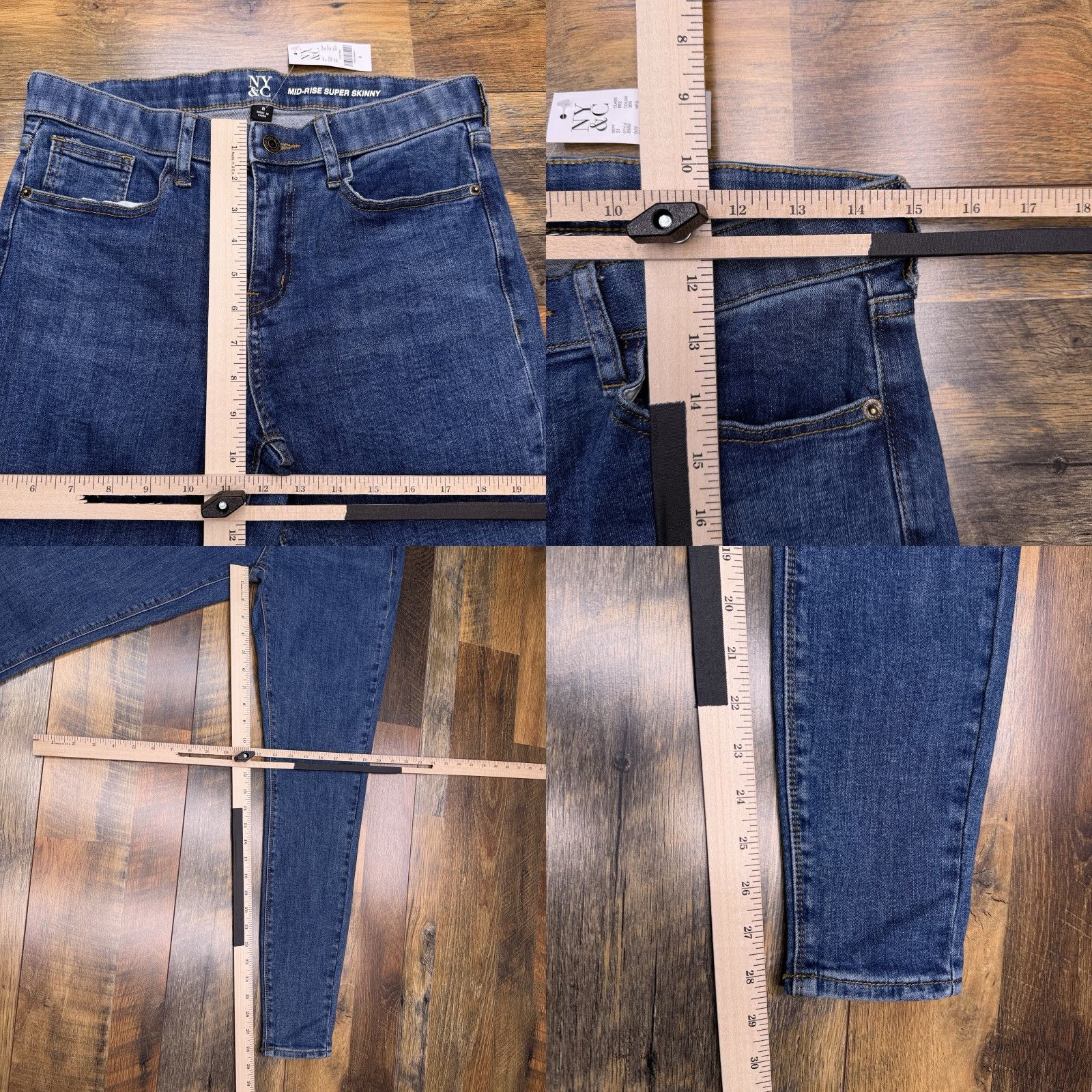 Vintage NY & C Jeans Womens 8 Mid Rise Super Skinny Stretch Denim Logo 5-Pocket Blue Regular Size 8 Womens Size 30" / US 8 / IT 44 - 8 Thumbnail