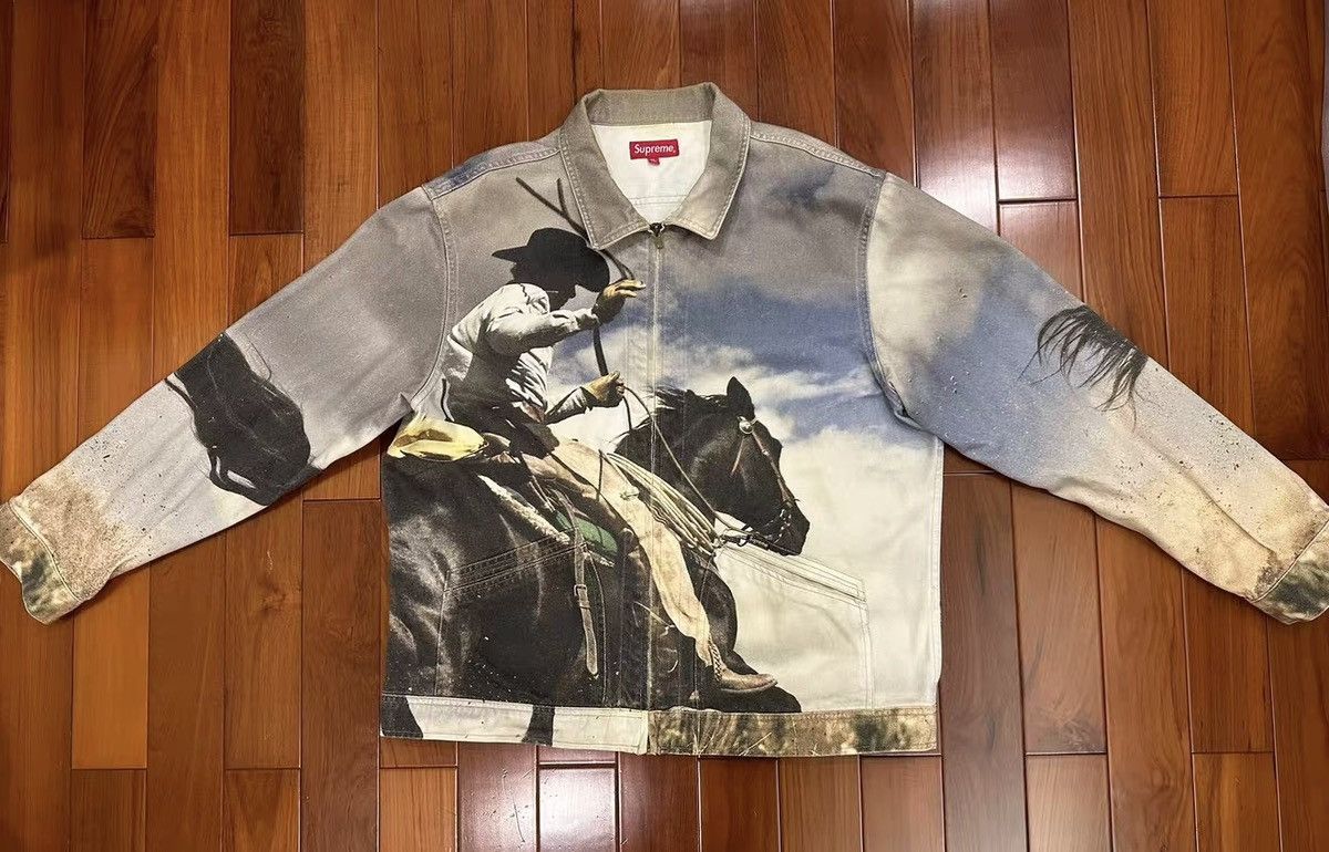 Supreme cowboy work denim trucker jacket xl size