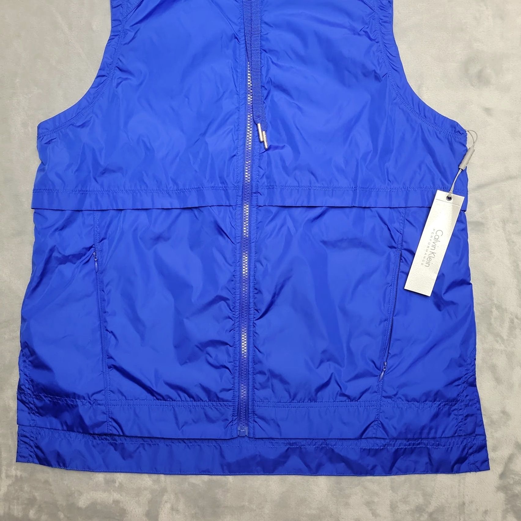 Calvin Klein VINTAGE Calvin Klein Vest Womens Large Blue Full Zip Performance Hooded Water Resistant Size L / US 10 / IT 46 - 2 Thumbnail