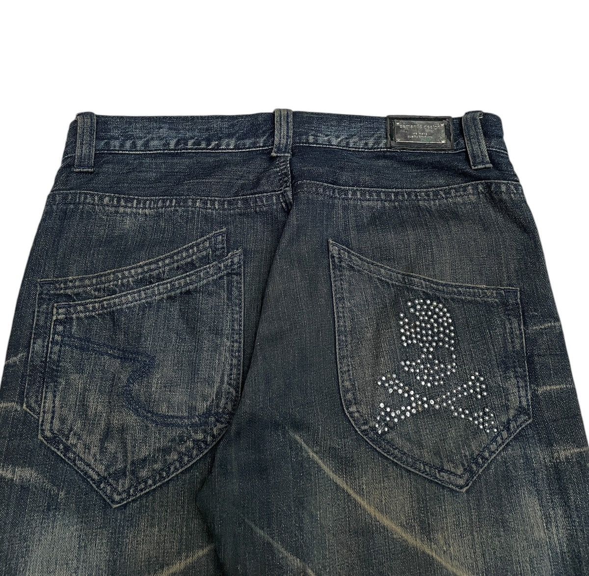 semanticdesign Vintage Semantic Design Studded Flared Waxed Jeans 1990s Size US 31 - 4 Thumbnail