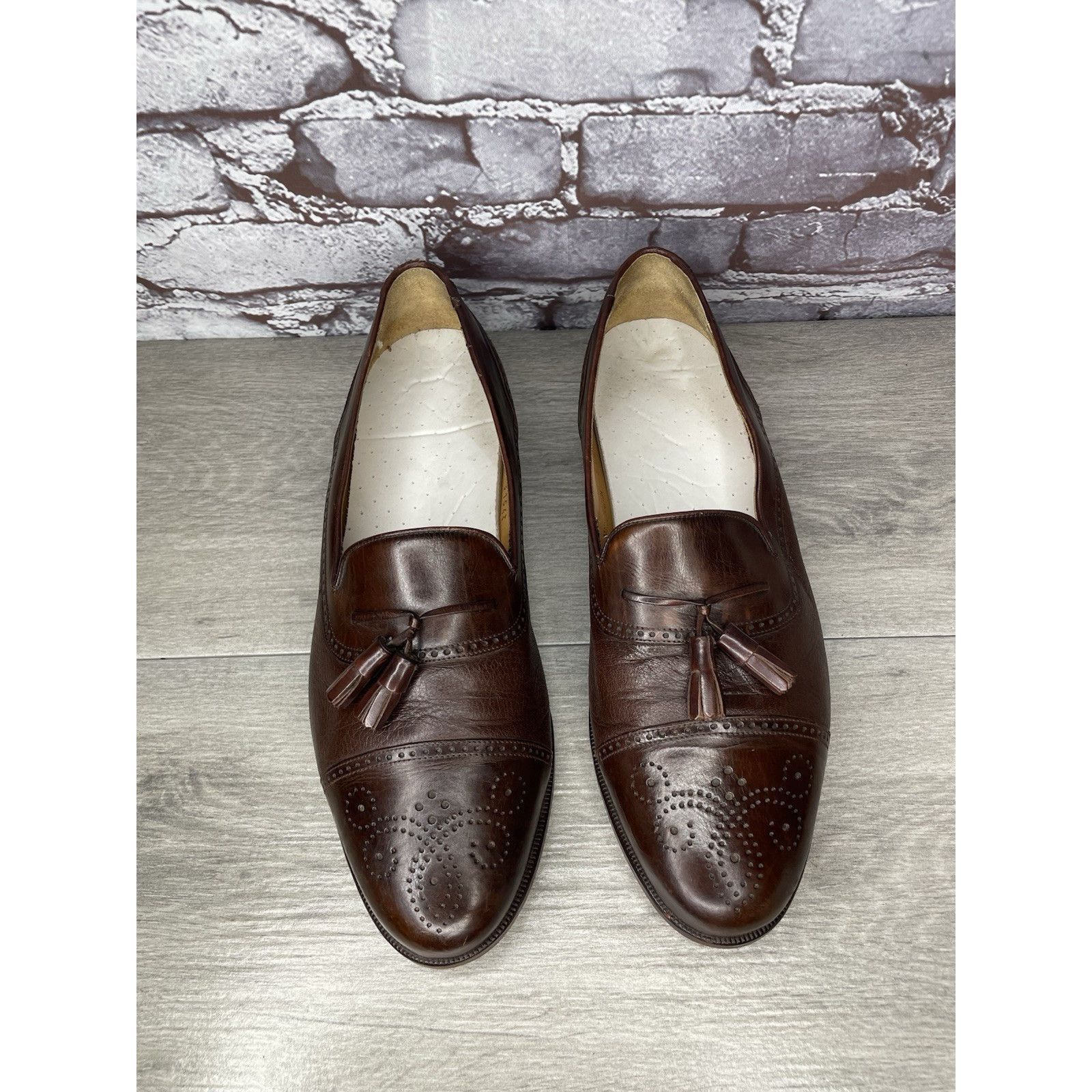 Mezlan Mezlan Havana Brown Leather WingTip Cap Toe Loafers Dress Sh Size US 11 / EU 44 - 2 Thumbnail