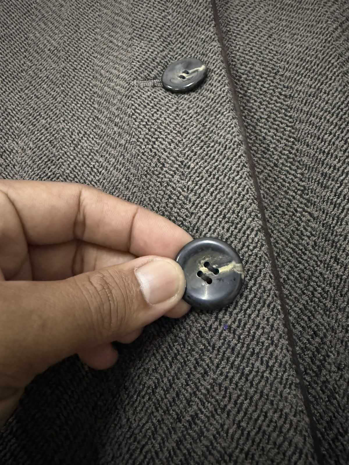 French Connection Christian Aujard Herringbone Collarless Coat Classic France Size M / US 6-8 / IT 42-44 - 4 Thumbnail