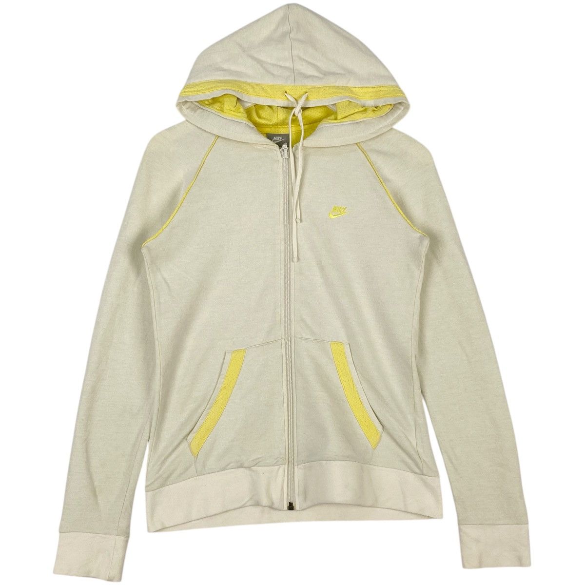 Nike × Vintage Vintage Nike Hoodie Small Embroidered White/Yellow Size S Size S / US 4 / IT 40 - 1 Thumbnail