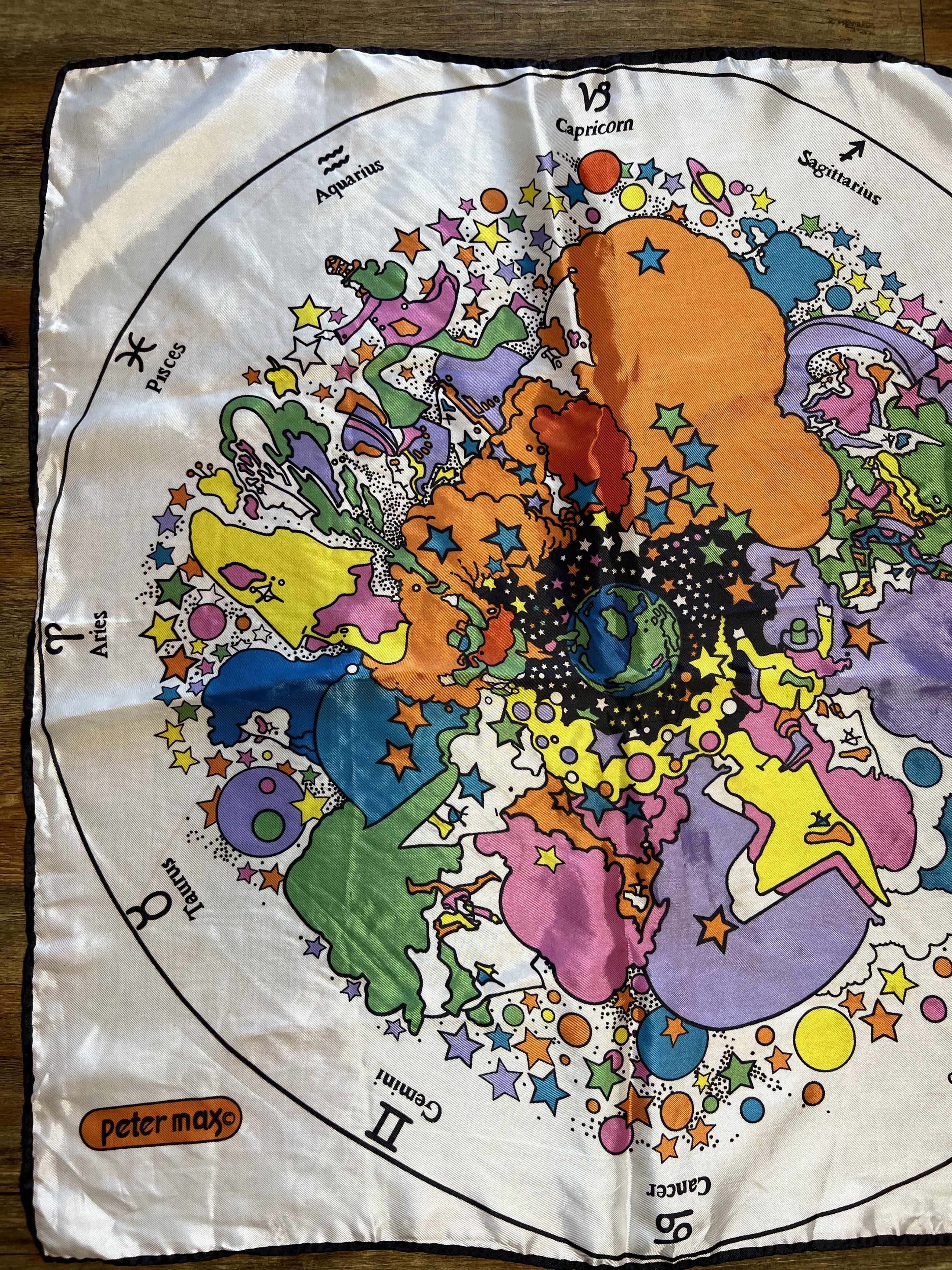 Vintage Vintage 1960's Peter Max Zodiac Pop Art Horoscope Scarf Size ONE SIZE - 4 Thumbnail