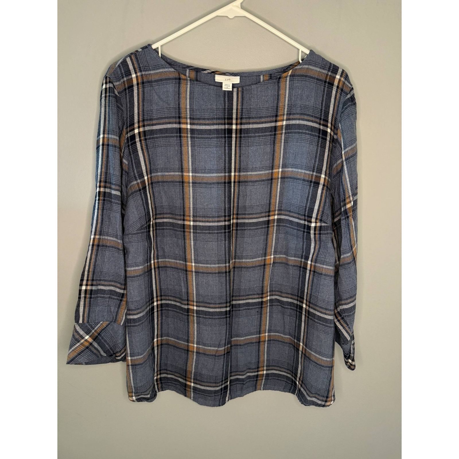 Other J. Jill 3/4 Sleeve Plaid Flannel Blouse Navy Women's M Size M / US 6-8 / IT 42-44 - 1 Thumbnail