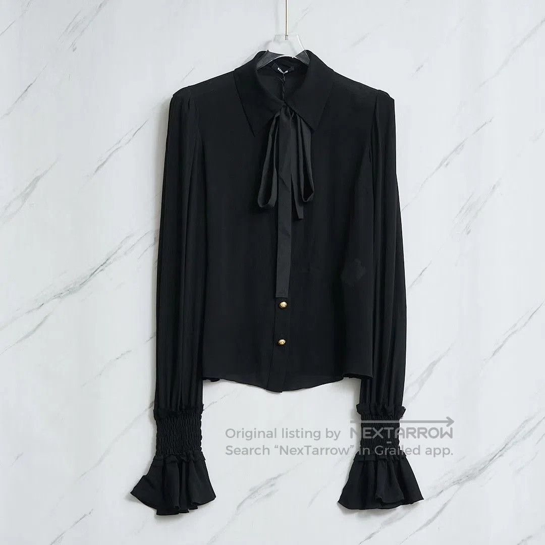 Balmain Balmain Court Style Silk Shirt. Size S / US 4 / IT 40 - 1 Thumbnail