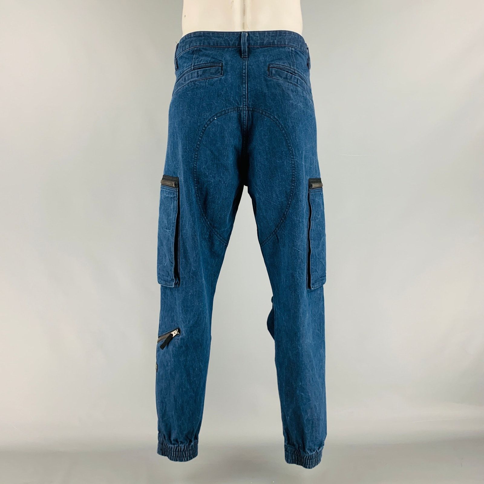 G-Star G-STAR 36 Indigo Solid Cotton Cargo Pockets Casual Pants Size US 36 / EU 52 - 4 Thumbnail
