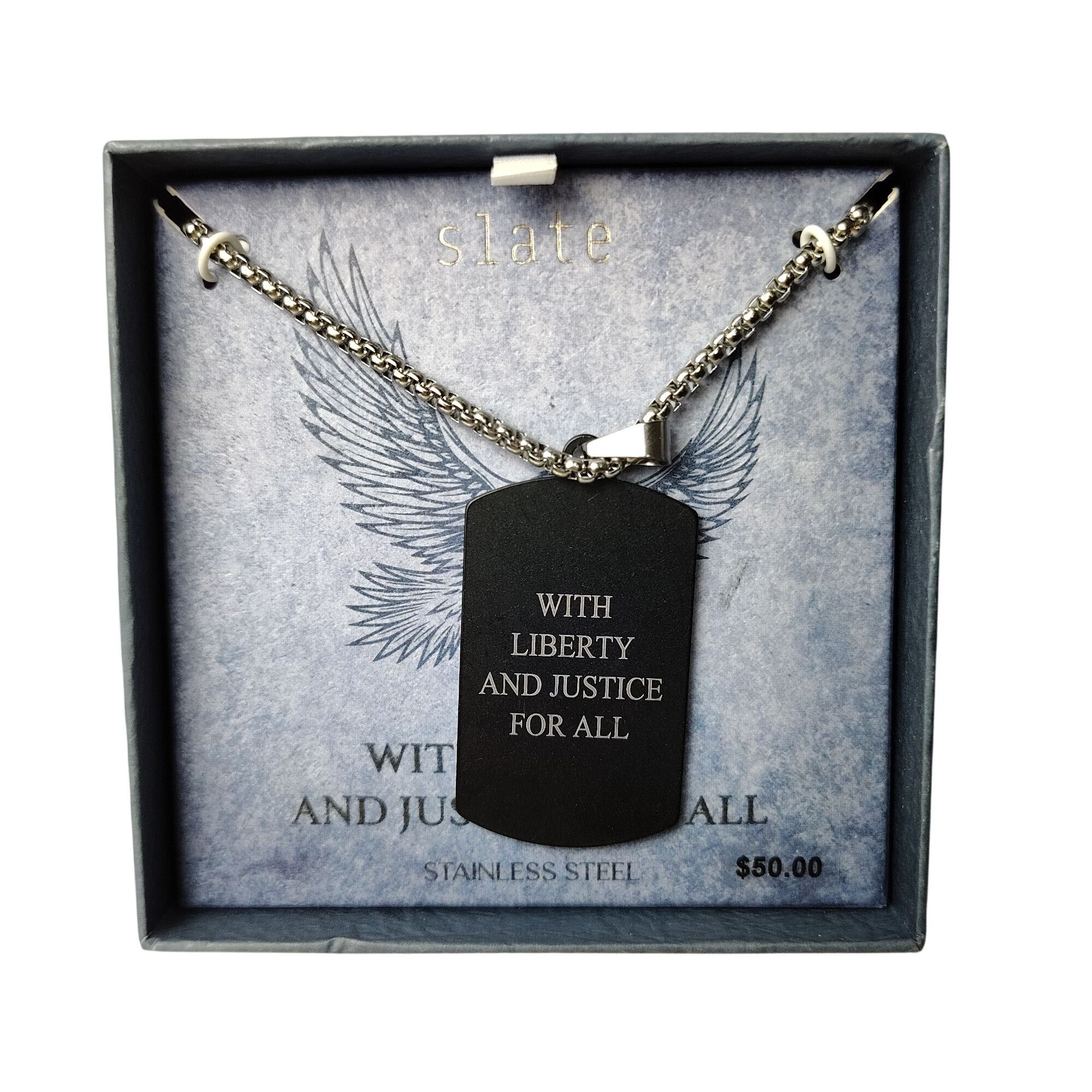 Other Slate Mens American Flag Dog Tag Pendant 24 inch Stainless S Size ONE SIZE - 2 Thumbnail