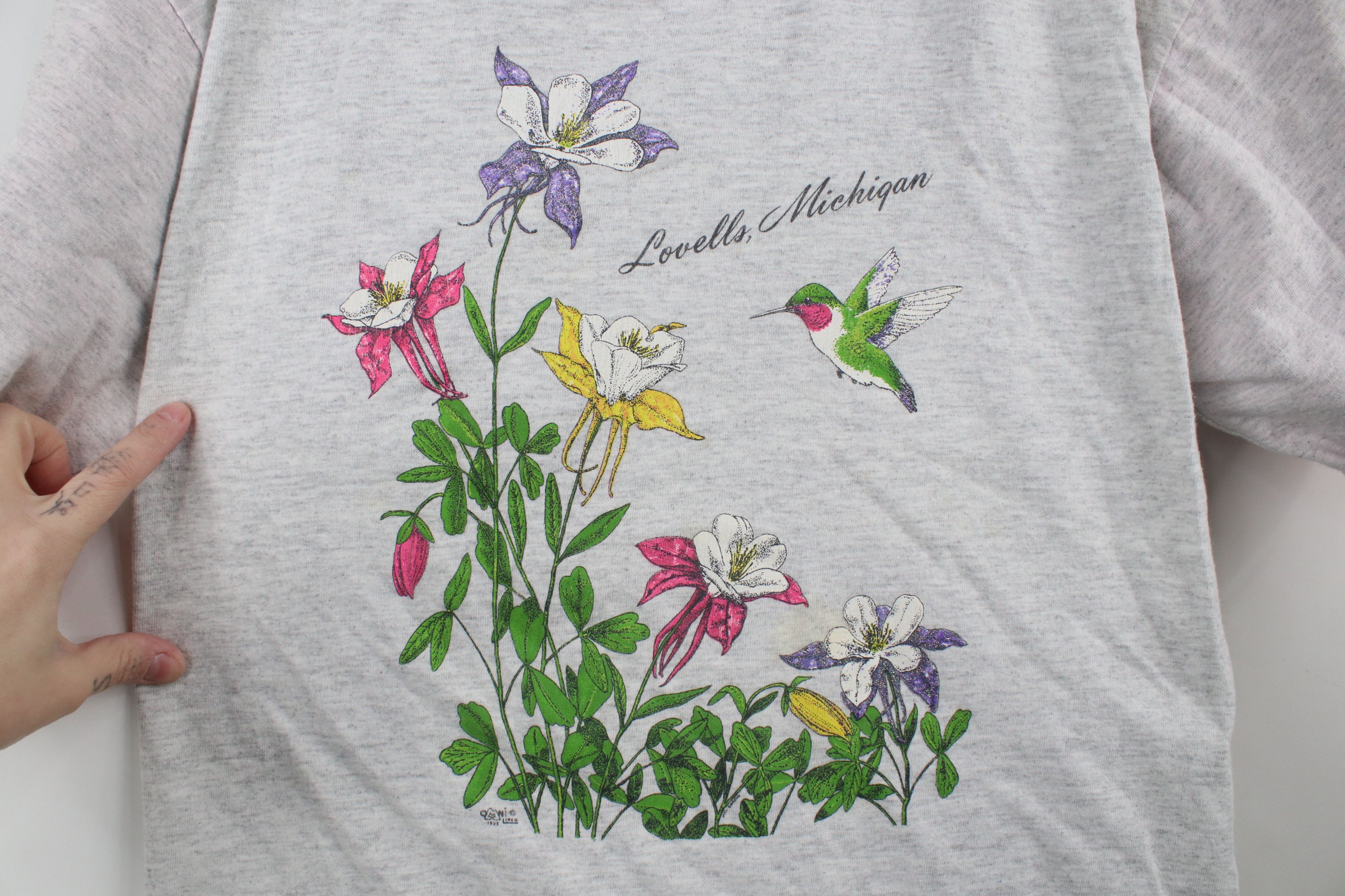 Vintage Vintage 90s Streetwear Nature Hummingbird Flower T-Shirt USA Size XL / US 12-14 / IT 48-50 - 4 Thumbnail