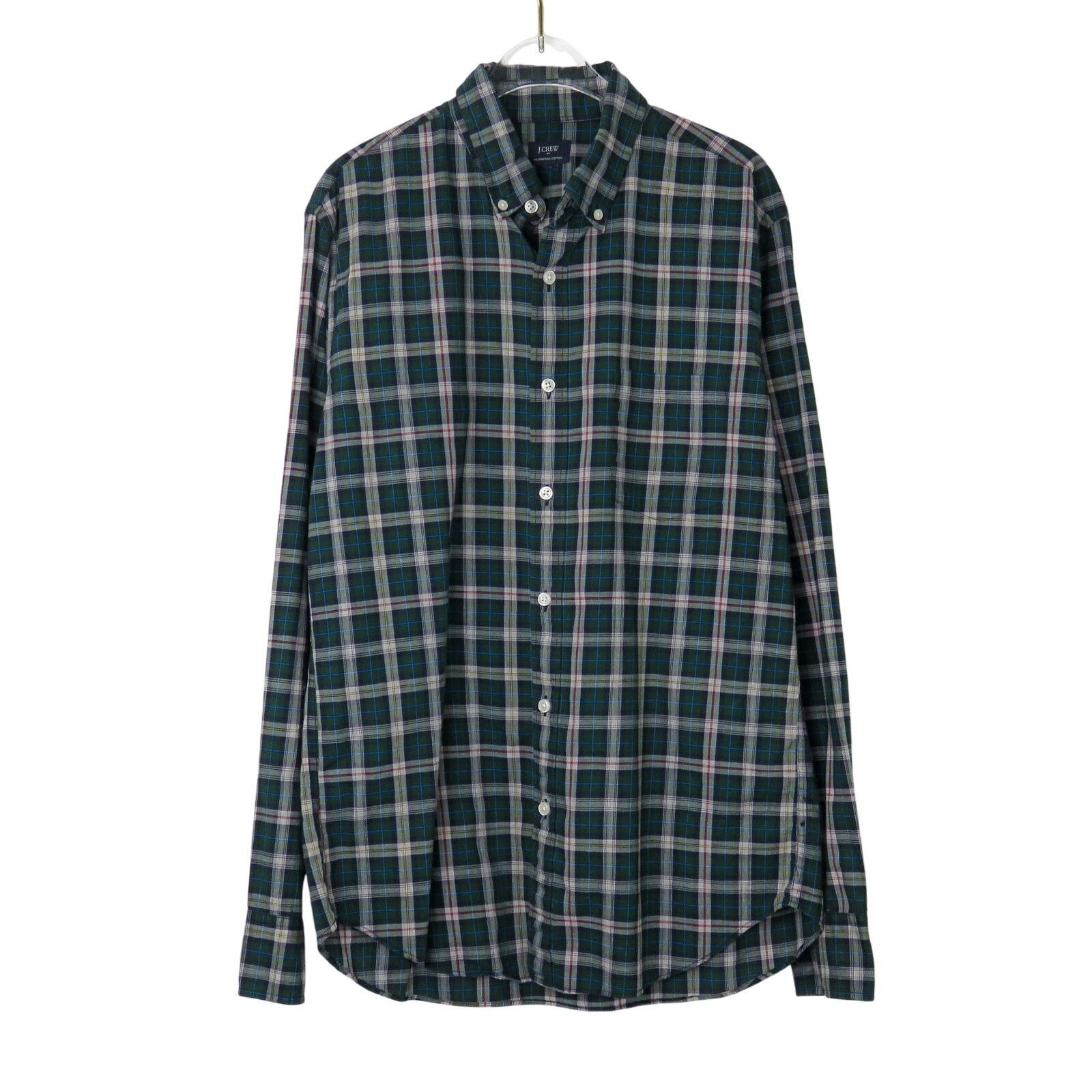 J.Crew J. Crew Heathered Cotton Green Plaid Button Down Shirt Med Size US M / EU 48-50 / 2 - 1 Thumbnail