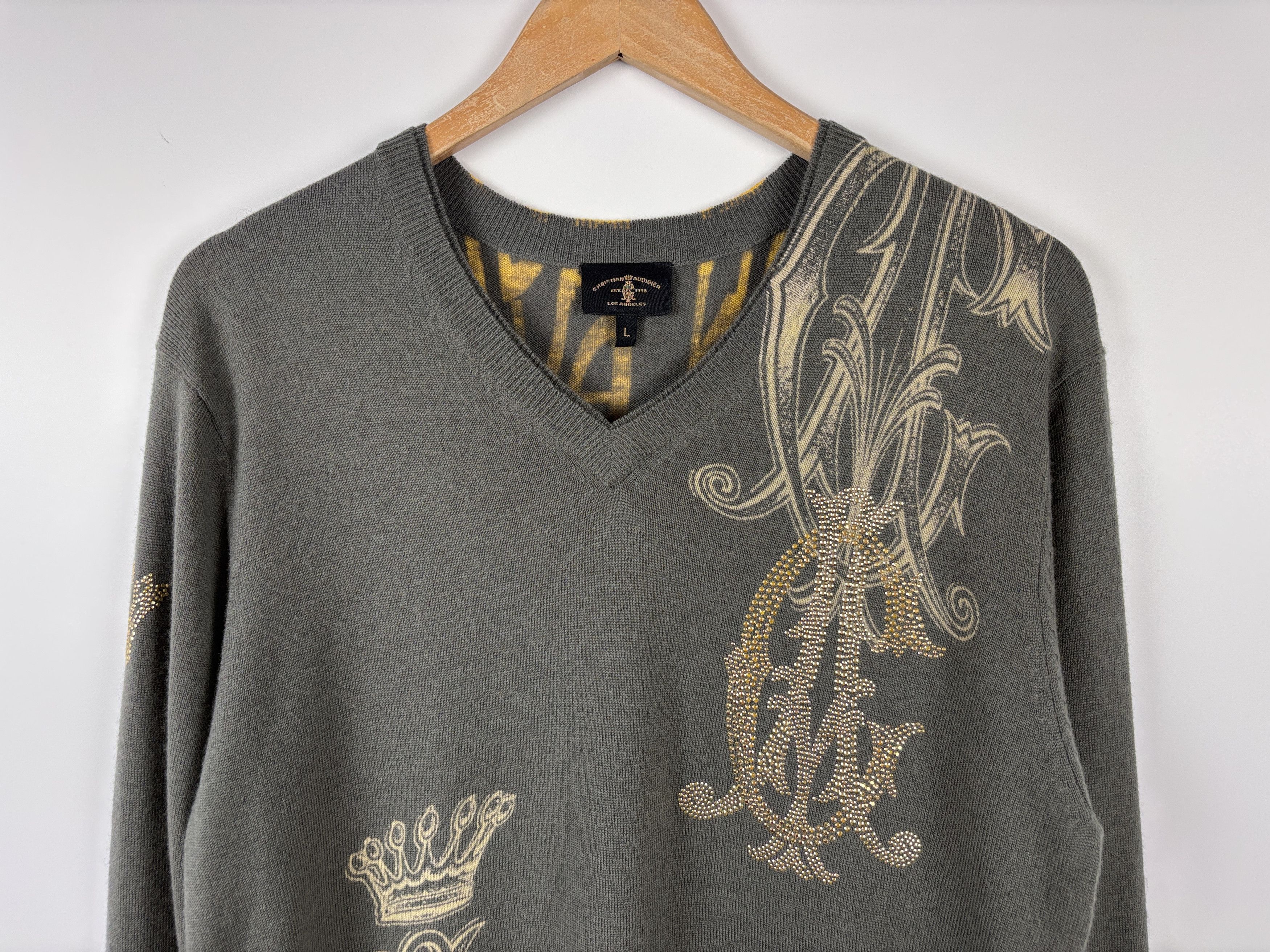 Christian Audigier × Vintage Christian Audigier Los Angeles Sweatshirt Rhinestones L Size US L / EU 52-54 / 3 - 3 Thumbnail