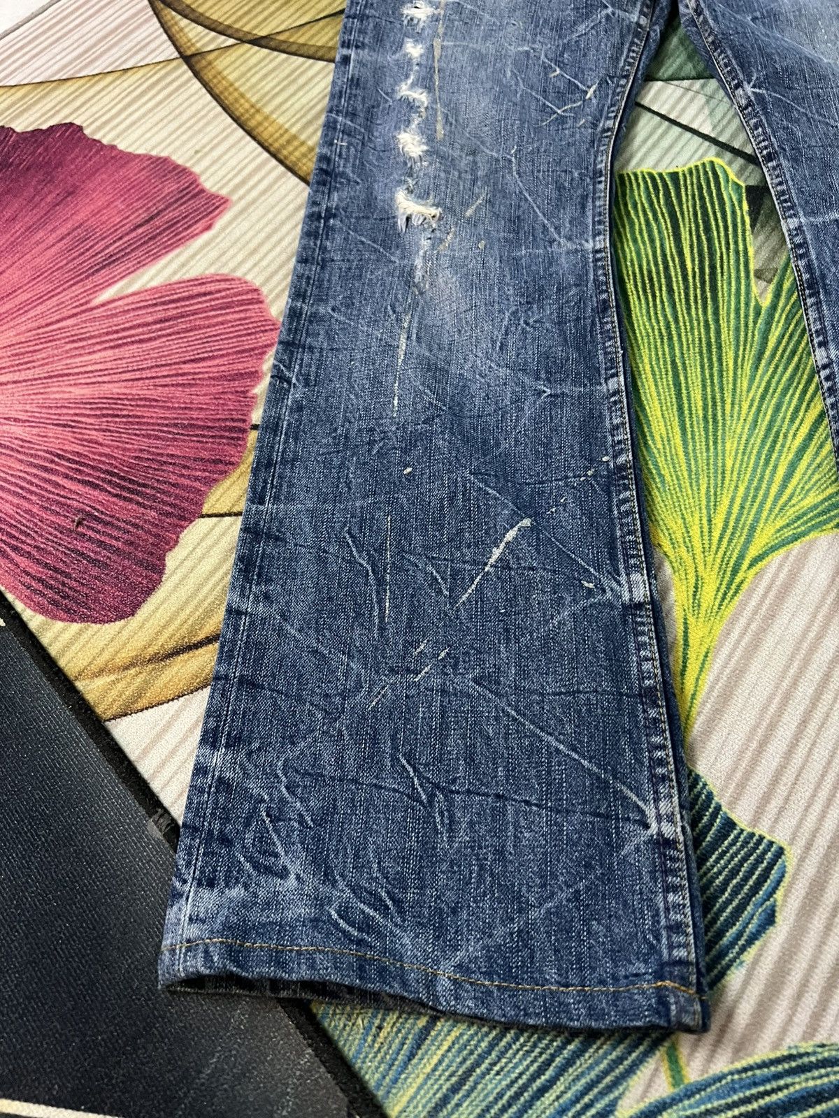 Japanese Brand 💥Flare💥Japanese Unbrand Distressed Jean Size US 31 - 4 Thumbnail