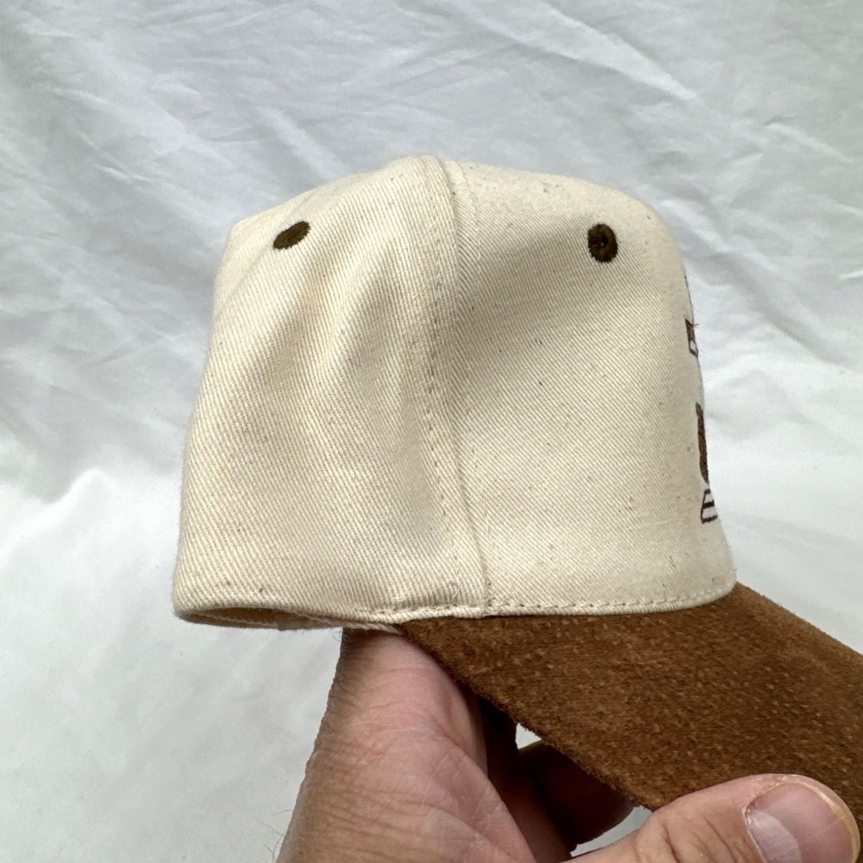 Vintage VINTAGE KC Strapback Hat Beige Brown Christian Cross Gavel Suede Brim Cap Adult Baseball Classic Sports Outdoor Religion Unisex Mens Womens Size ONE SIZE - 3 Thumbnail