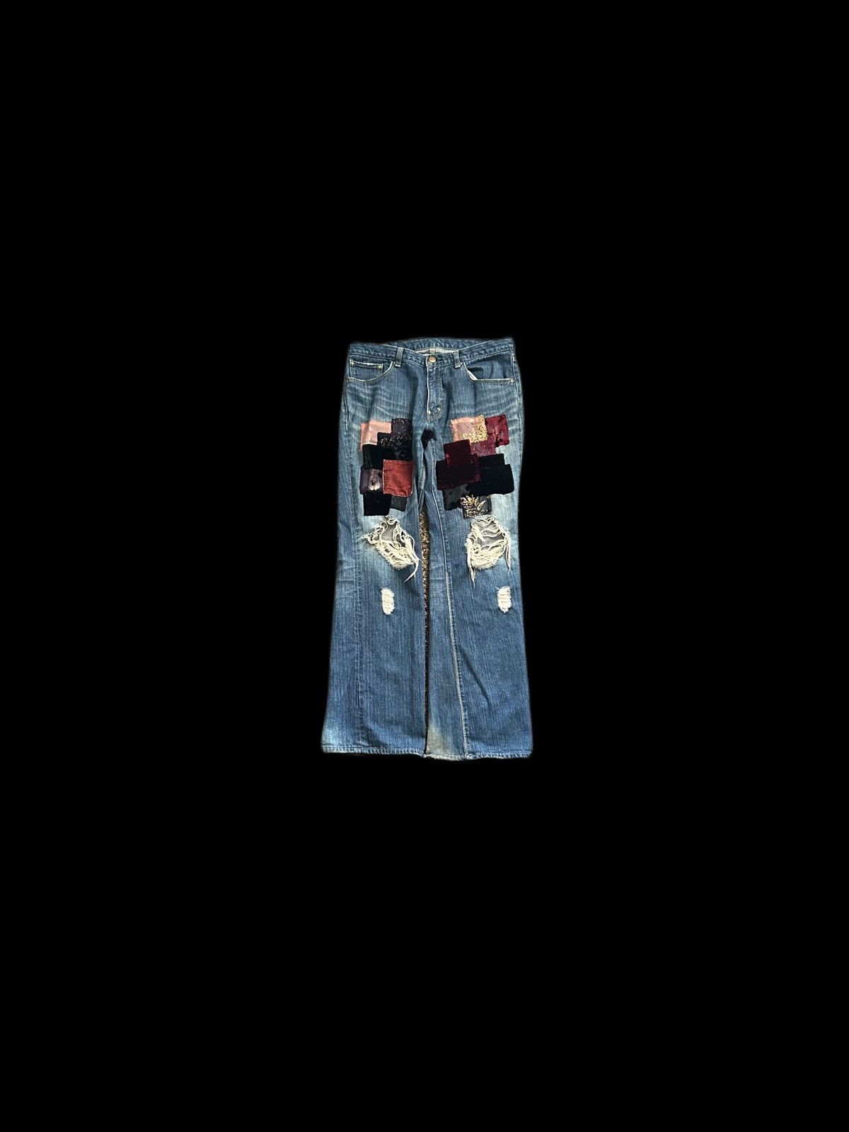 image of Archival Clothing x Number N Ine Ss/aw03 Number (N)Ine Velvet Patch "kurt" Denim in Blue (Size 33)