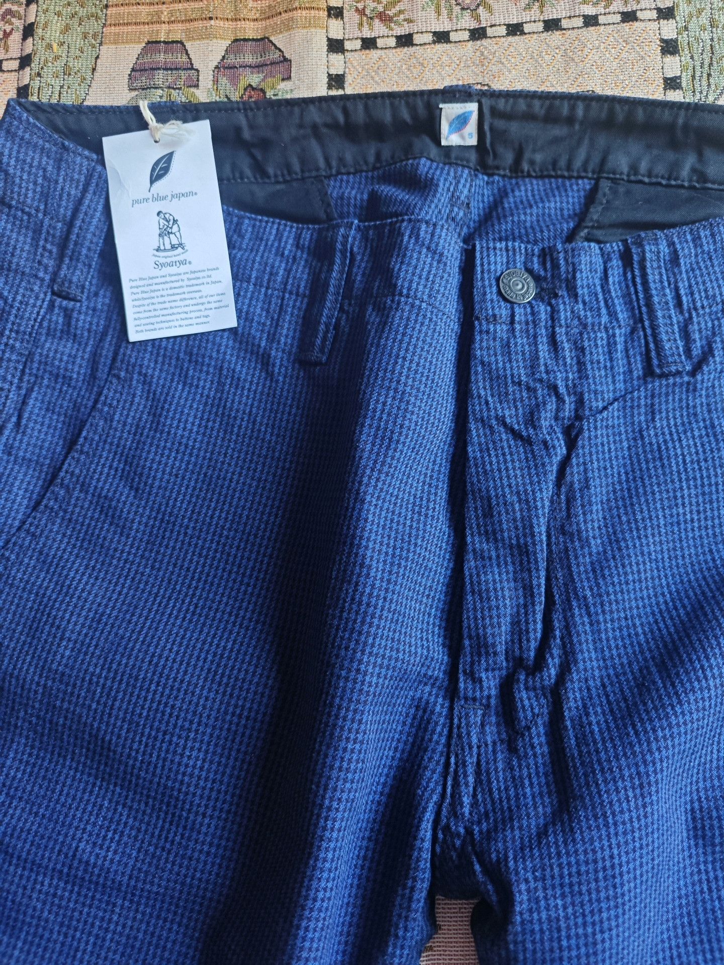 Pure Blue Japan Pure Blue Japan Houndstooth Indigo Pants Size US 34 / EU 50 - 1 Thumbnail