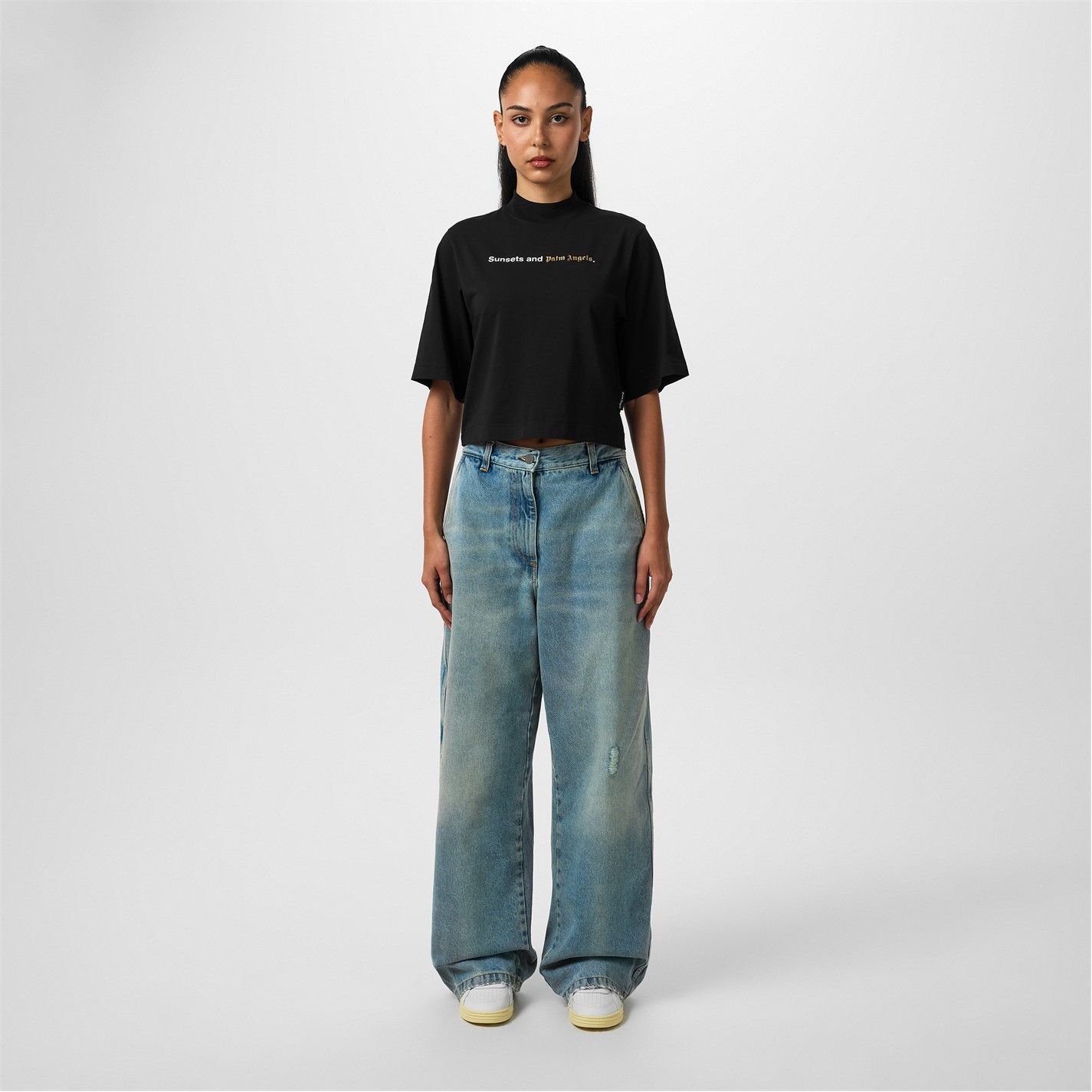 Palm Angels o1g2r1mq0325 Sunsets Cropped T-Shirt in Black Size XS / US 0-2 / IT 36-38 - 6 Thumbnail