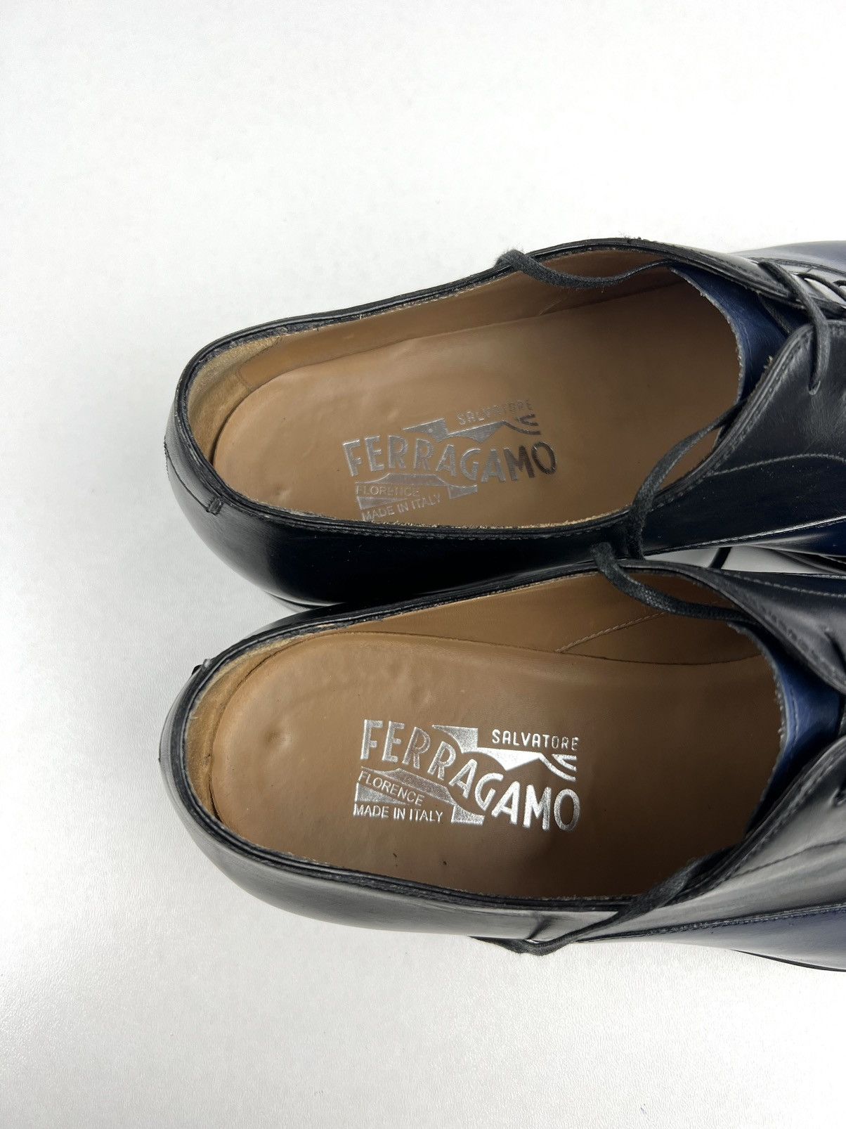 Salvatore Ferragamo SALVATORE FERRAGAMO Leather Oxfords Shoes Black/Blue Men’s Size US 10.5 / EU 43-44 - 18 Thumbnail