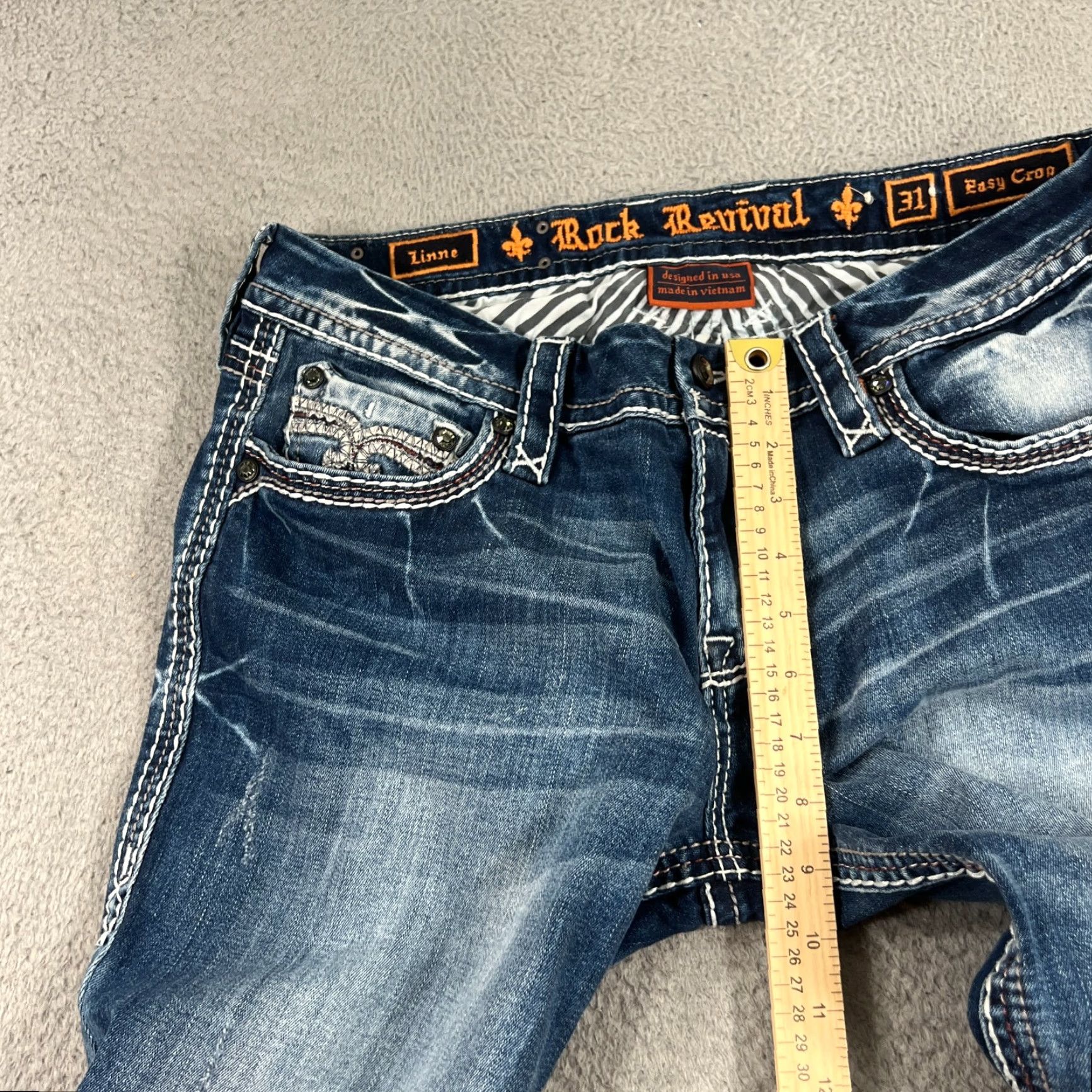 Vintage VINTAGE Rock Revival Denim Jeans Ladies Size 31 Blue Cropped Regular Fit 5-Pocket Size 24" / US 00 / IT 34 - 4 Thumbnail