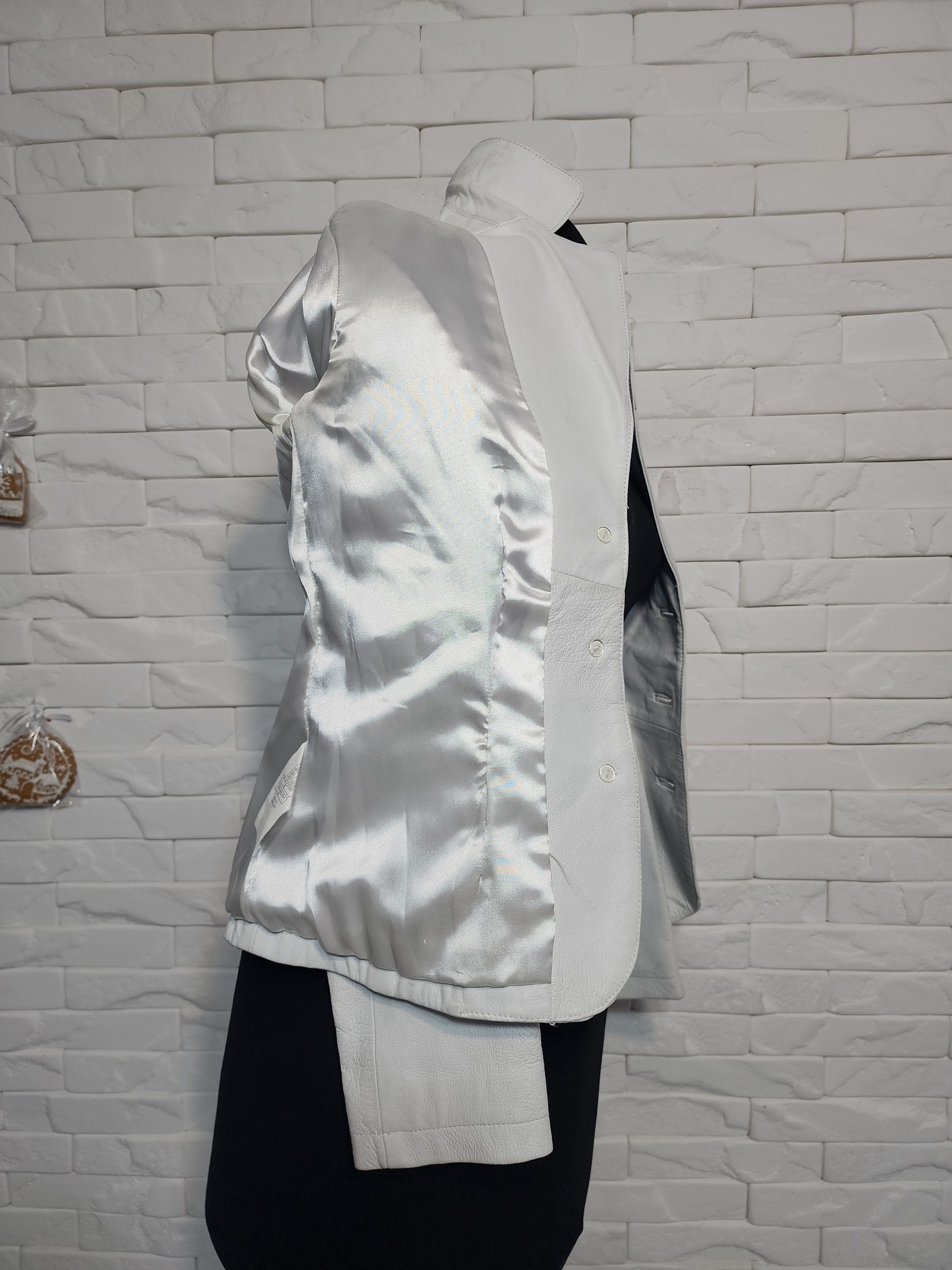 Other White Genuine Leather Jacket: Women's Button-Up Coat Size S / US 4 / IT 40 - 8 Thumbnail
