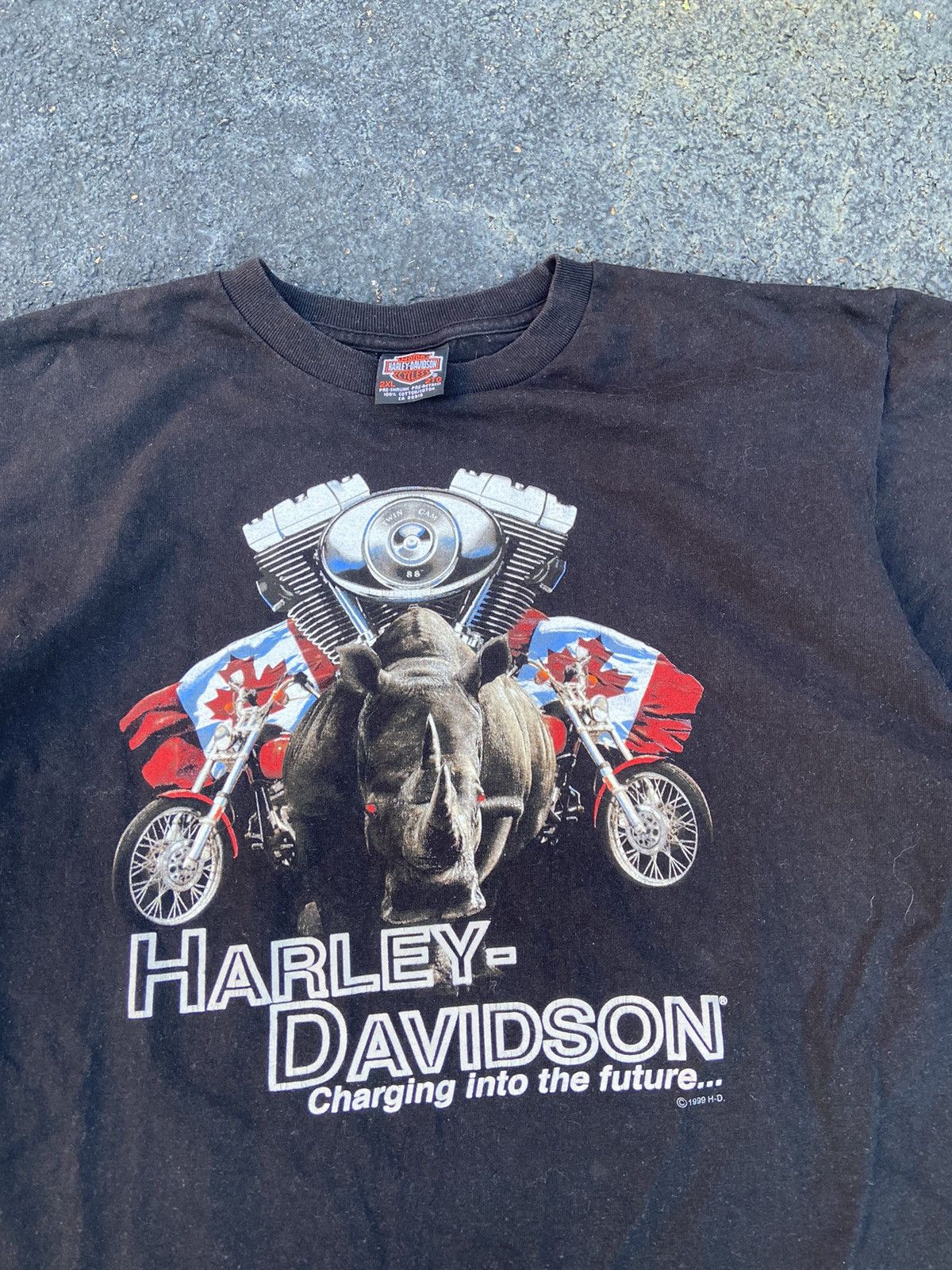 Harley Davidson Crazy Vintage 90’s Harley Davidson Rhino Graphic T-Shirt XXL Size US XXL / EU 58 / 5 - 2 Thumbnail