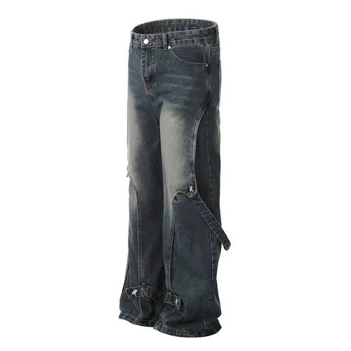 Japanese Brand × Jean Men's loose trendy patchwork jeans with metal buttons Size US 34 / EU 50 - 2 Thumbnail
