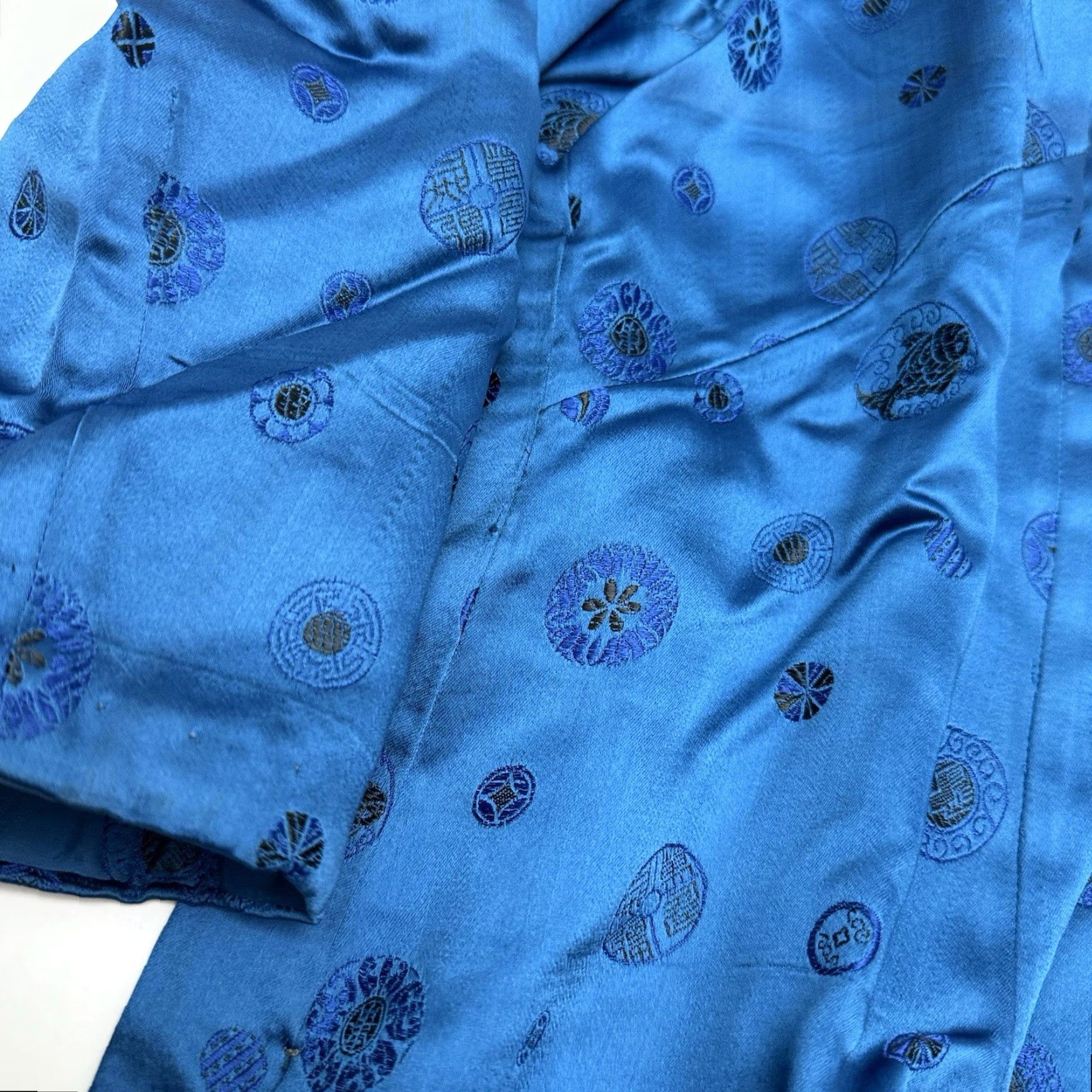 Vintage VINTAGE Asian Traditional Chinese Blue Silk Top Full Zip S/M Jacket Silk Blend Ethnic/Peasant 1980s Womens/Mens? Size S / US 4 / IT 40 - 2 Thumbnail