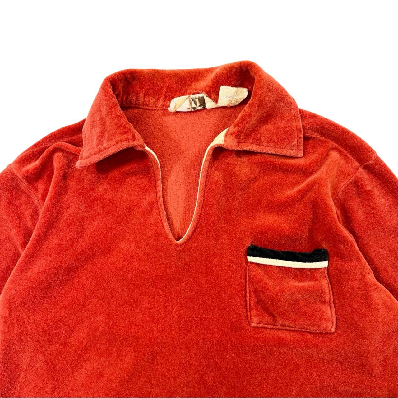 Vintage Vintage 90s Velour Pocket Collared T Shirt Size US S / EU 44-46 / 1 - 1 Thumbnail