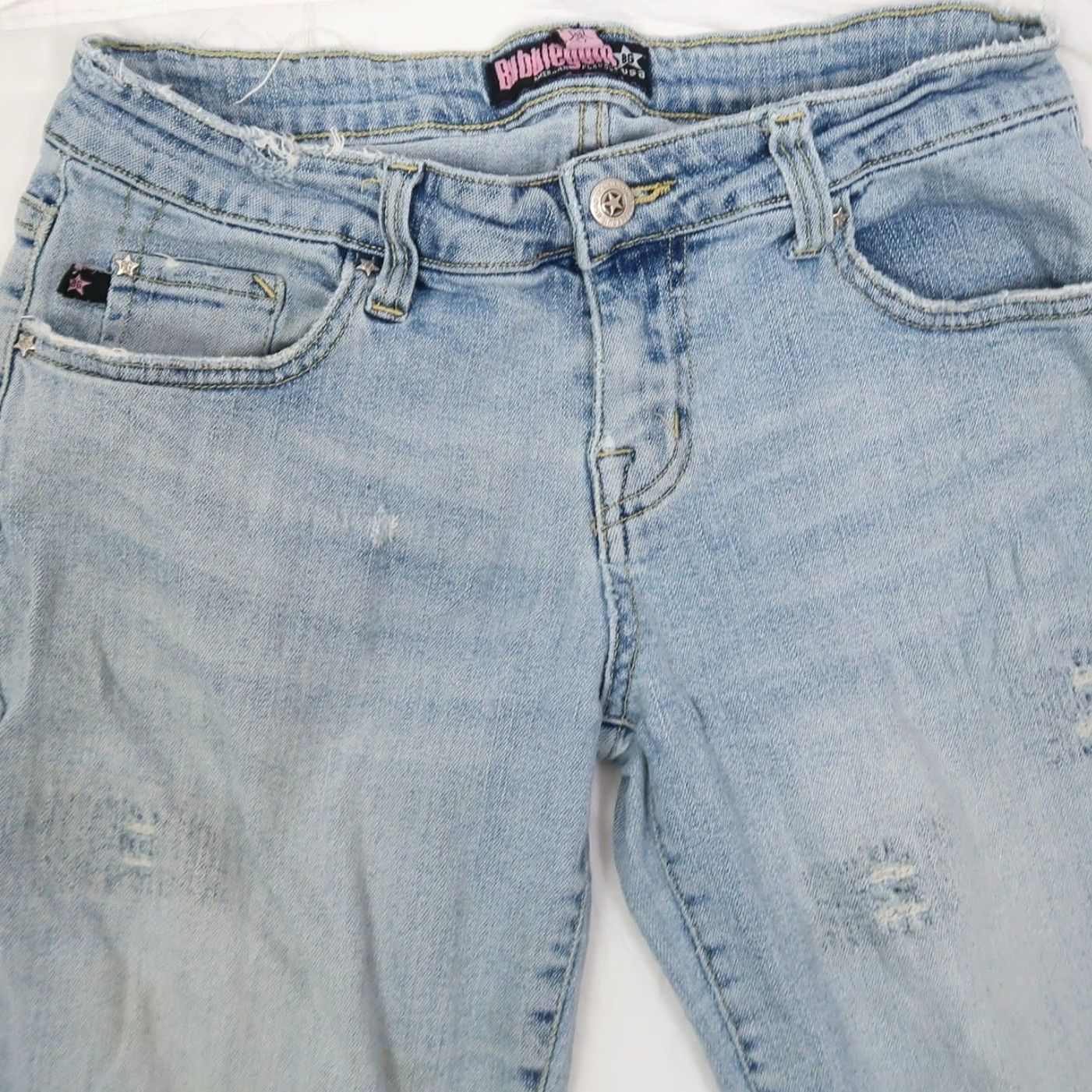 Vintage VINTAGE Bubblegum Jeans Bootcut Flare Denim Low Rise Light Wash 32 Inseam Women 10 Mens? Size 32" / US 10 / IT 46 - 2 Thumbnail