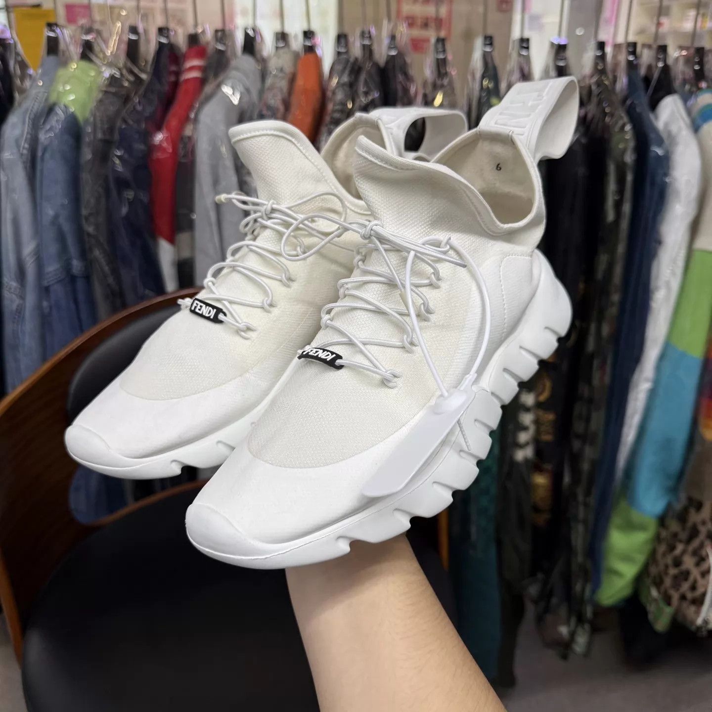 Fendi Fendi White Sock Sneakers Size 6/40 Like New Size US 6 / EU 39 - 5 Thumbnail