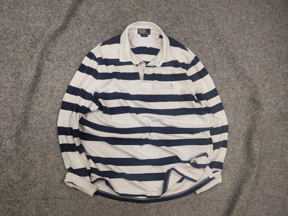 Polo Ralph Lauren Vintage 90's Polo Ralph Lauren Striped Rugby Long sleeve Size US XL / EU 56 / 4 - 1 Thumbnail