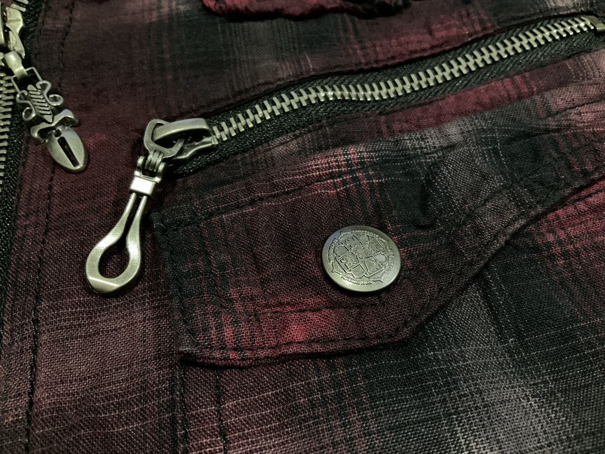 🔥Sick Y2K Spinalh Fray Flannel Dagger Zipper Shirt Goth Punk