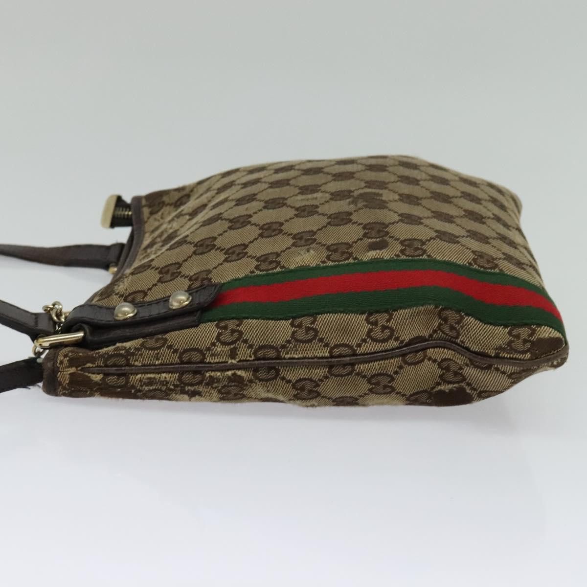 Gucci GUCCI GG Canvas Web Sherry Line Shoulder Bag Beige Gold Red Size ONE SIZE - 4 Thumbnail