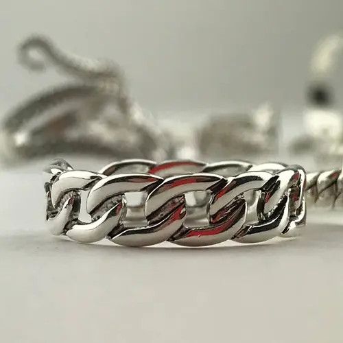 Handmade × Jewelry Adjustable Sterling Silver Plated Linked Up Chain Ring Size ONE SIZE - 4 Thumbnail