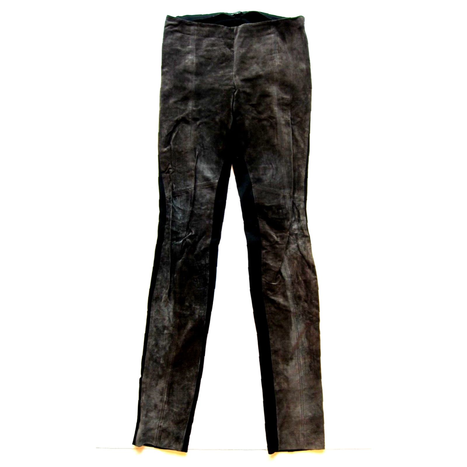 Anthropologie LA FEE VERTE Anthropologie Grey 100% Leather Stretch Skinny Pant Medium Pants Women Size 32" / US 10 / IT 46 - 2 Thumbnail