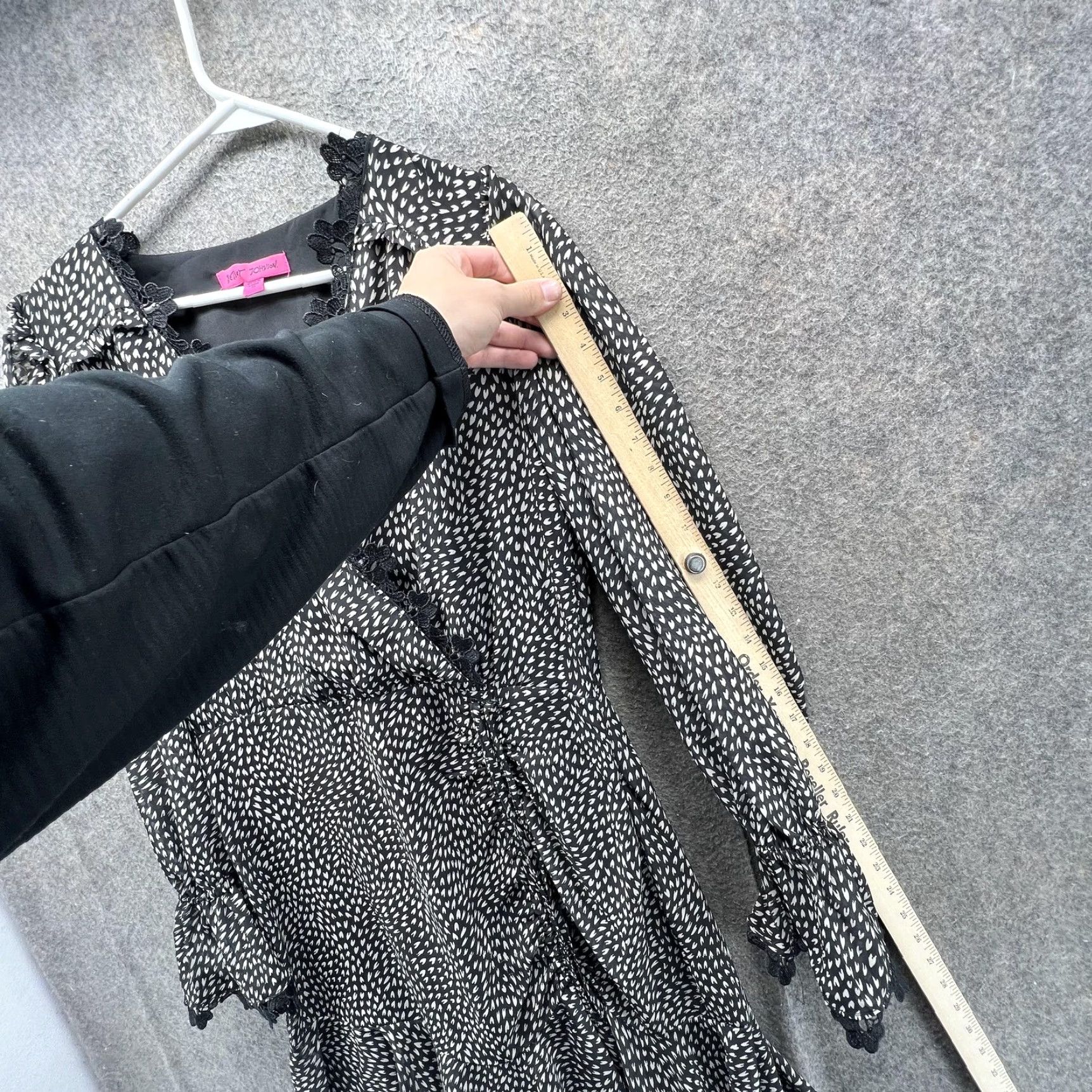 Betsey Johnson Betsey Johnson Dress Womens 12 Black Geometric Ruffle Wrap Long Sleeve Mini Party/Cocktail Casual Size XL / US 12-14 / IT 48-50 - 3 Thumbnail