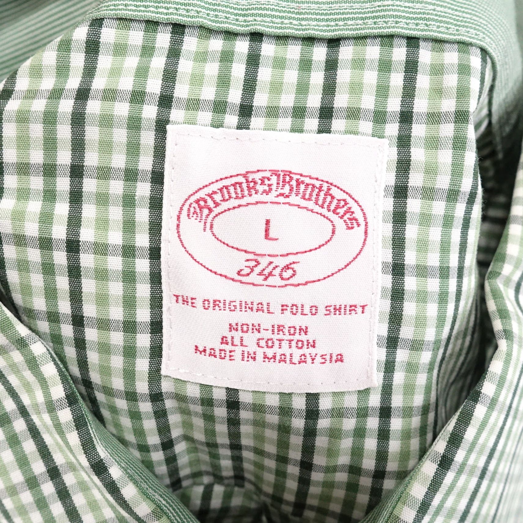Brooks Brothers BROOKS BROTHERS NON IRON GREEN GINGHAM CHECK BUTTON-UP SHIRT MENS SIZE L LARGE Size US L / EU 52-54 / 3 - 6 Thumbnail