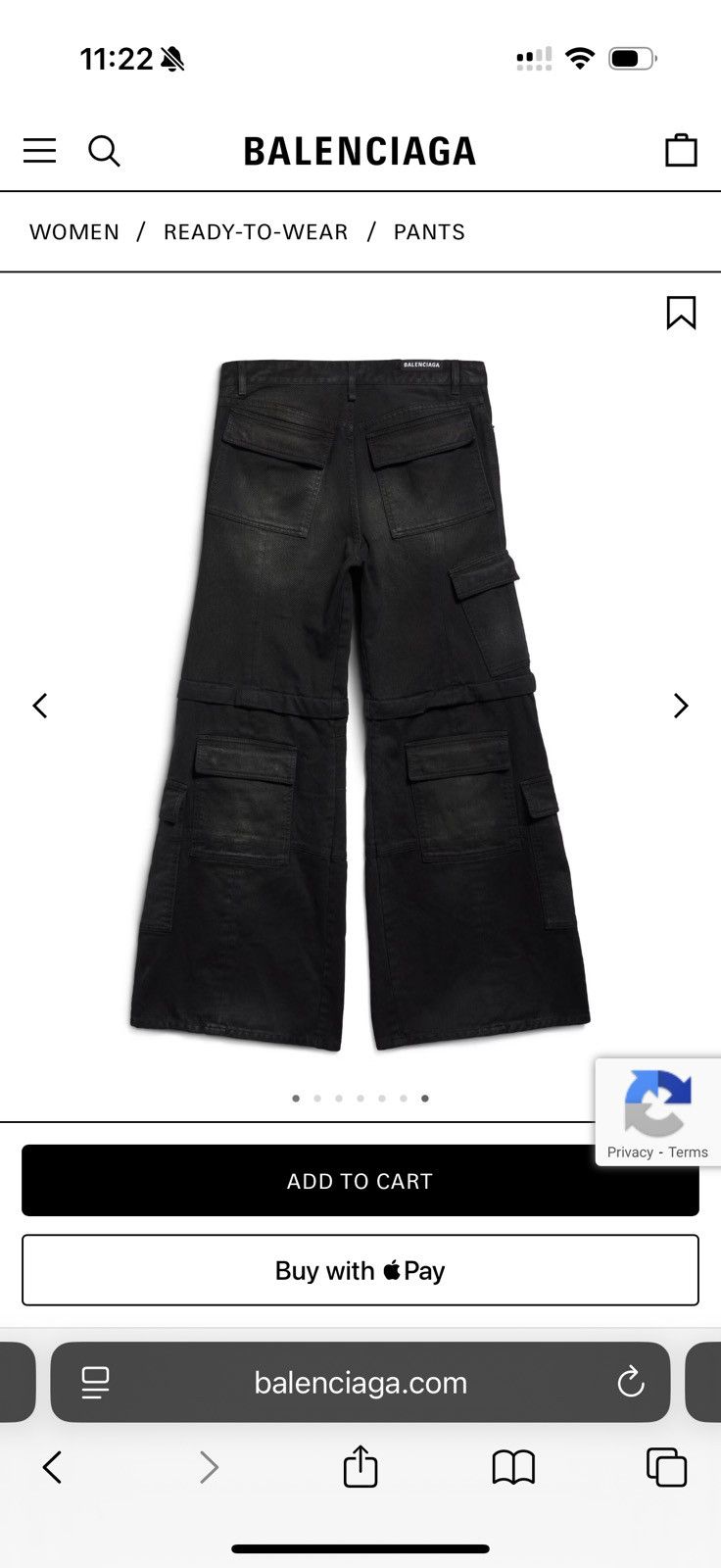Balenciaga BALENCIAGA MEN'S CARGO PANTS IN BLACK Size US 27 - 6 Thumbnail