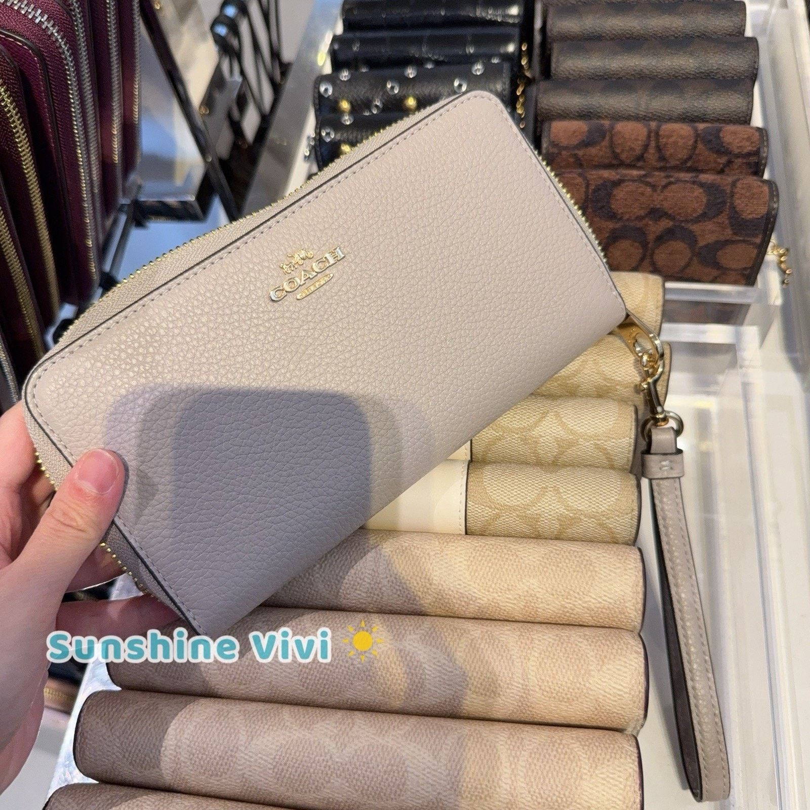 Coach NWT Coach Long Zip Around Wallet Leather C4451 IM/GREY BIRCH Size ONE SIZE - 3 Thumbnail