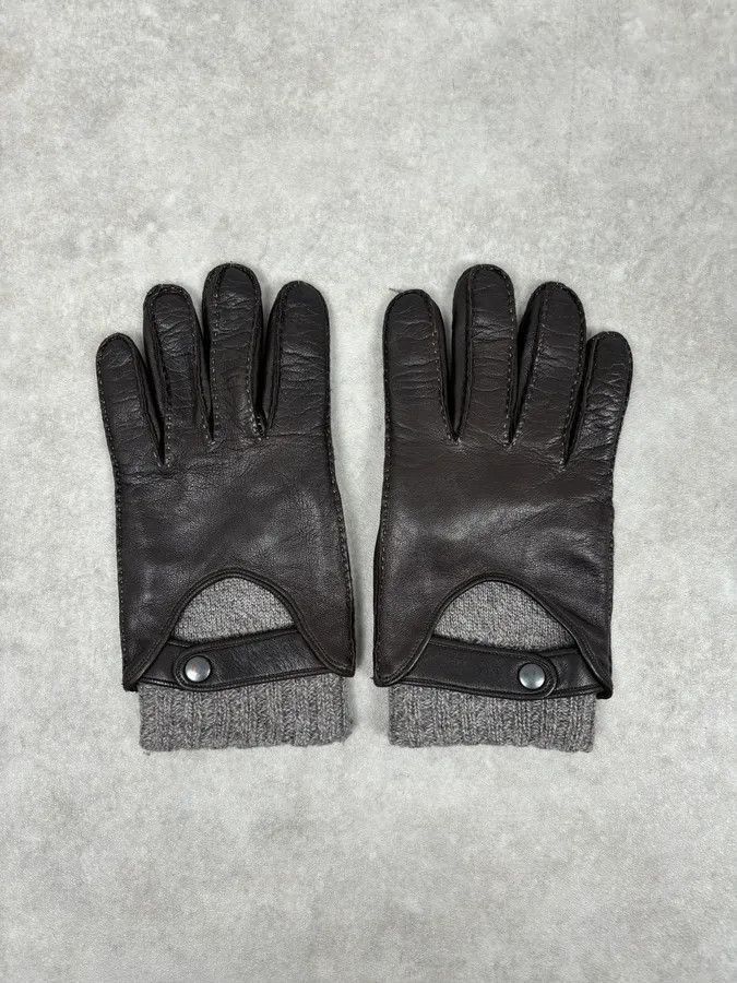 Dolce & Gabbana AW2006 Dolce & Gabbana Black Leather & Grey Wool Gloves Size ONE SIZE - 3 Thumbnail