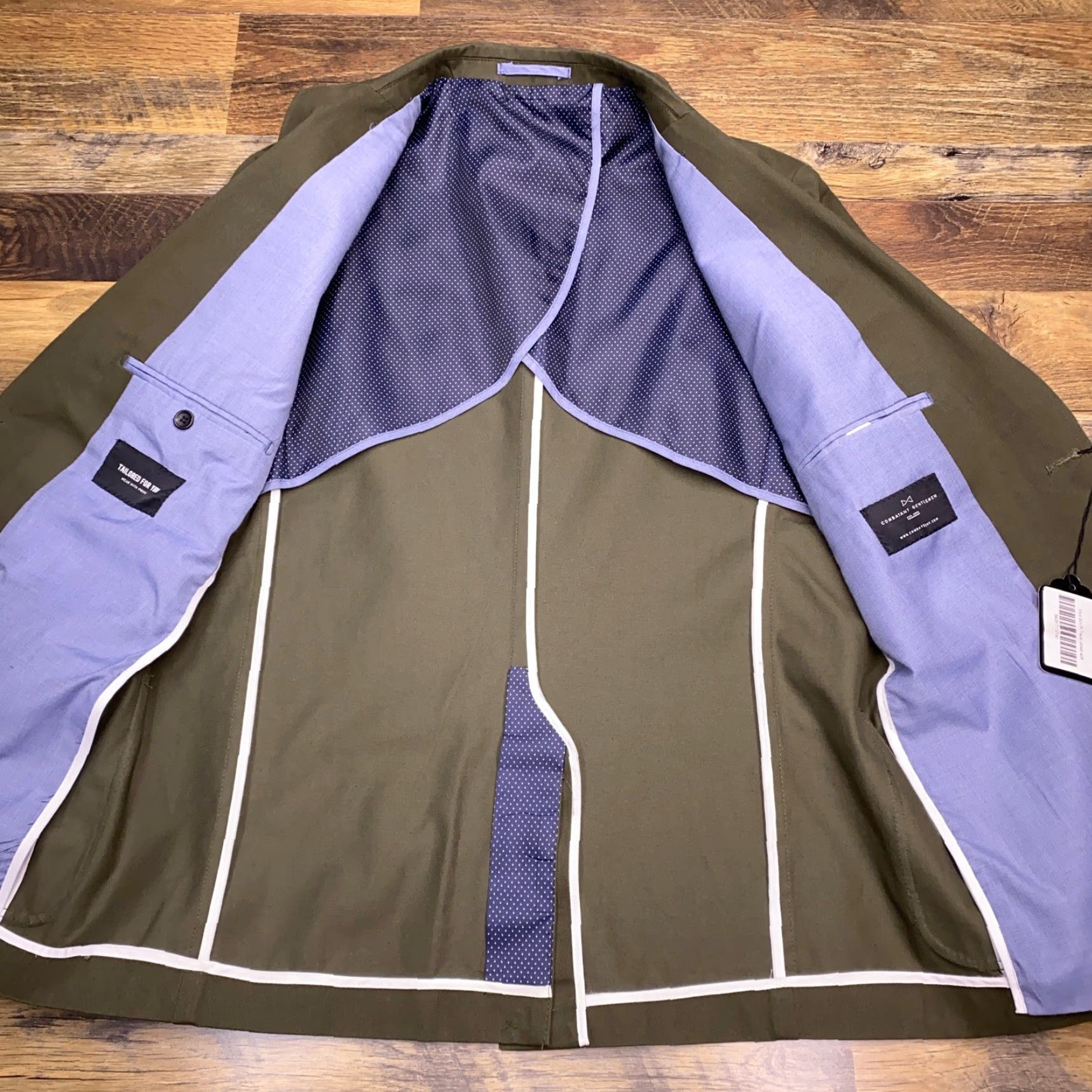 Olive Combatant Gentlemen Sport Coat Slim 42R Olive Green Notch Lapel 2-Button Single-Breasted Blazer Jacket Mens Regular Size 42R - 3 Thumbnail