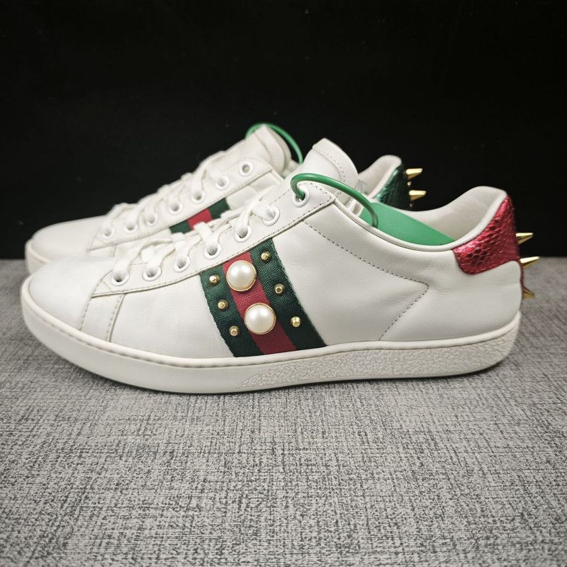 Gucci Gucci ACE Studded Leather Sneakers for Women 0079 Size US 7.5 / IT 37.5 - 1 Thumbnail