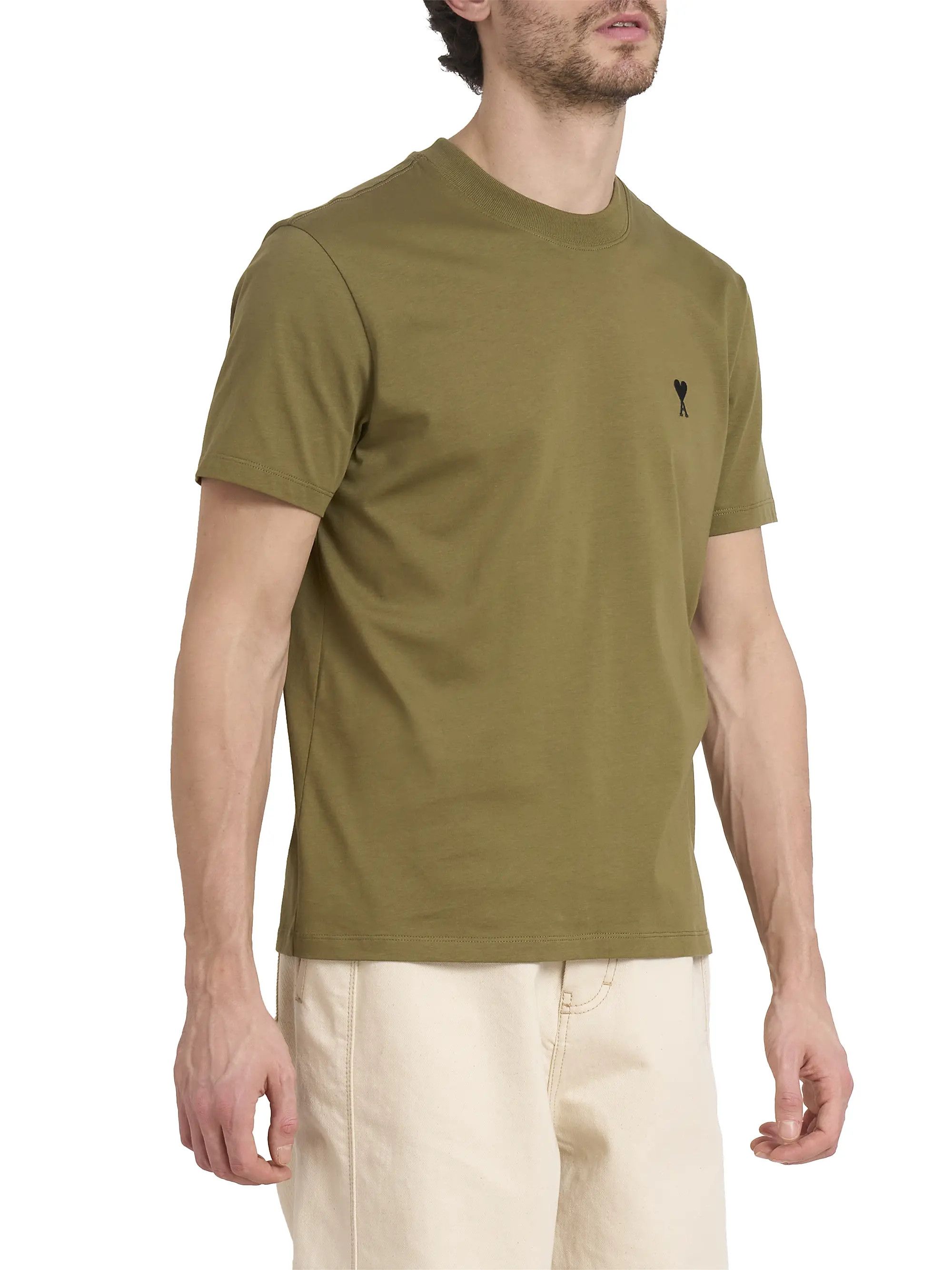 AMI os11x0226 Contrasted Ami de Coeur Cotton T-Shirt in Bronze Size US L / EU 52-54 / 3 - 4 Thumbnail