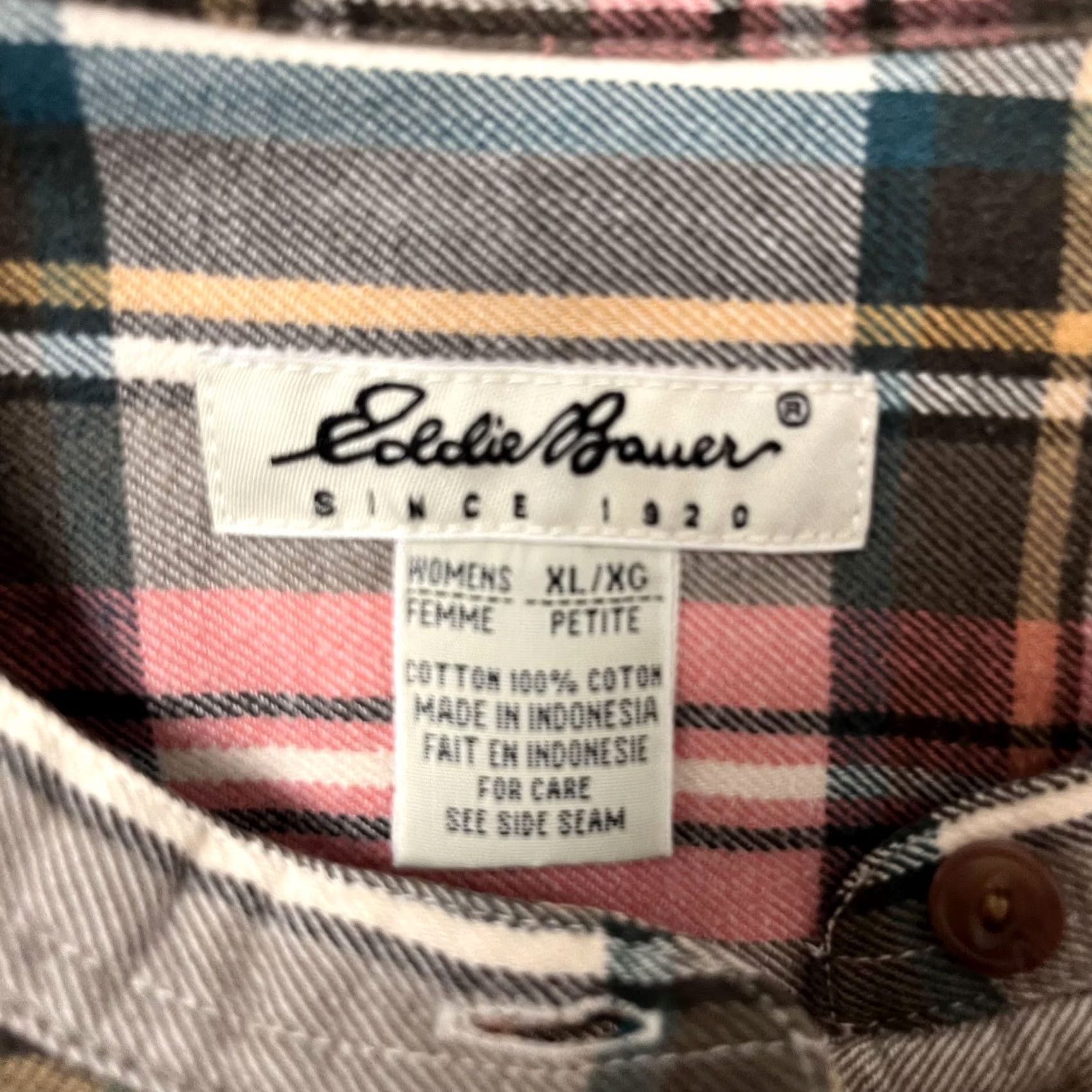 Eddie Bauer VINTAGE Eddie Bauer Shirt Womens XL Petite Pink Plaid Cotton Button-Up Long Sleeve Top Size XL / US 12-14 / IT 48-50 - 2 Thumbnail