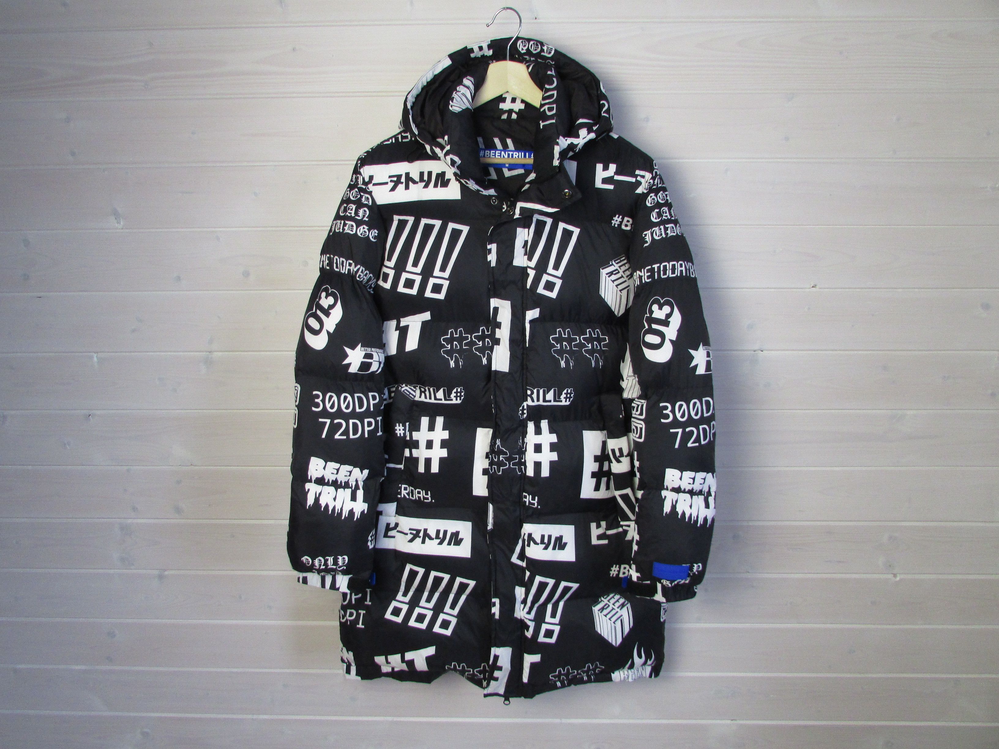image of Been Trill Generations Hashtag Men's Long Down Puffer Jacket in Black (Size Medium)