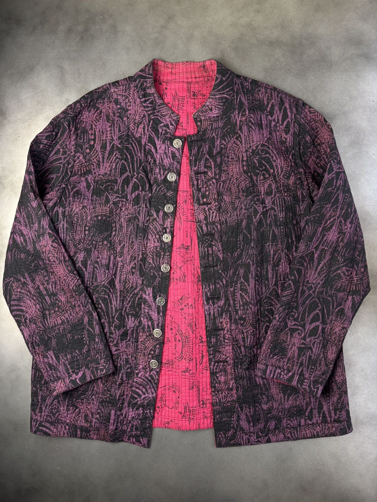 Handmade × Other × Vintage Vintage Reversible Quilted Button Mandarin Collar Overshirt Size US S / EU 44-46 / 1 - 1 Thumbnail