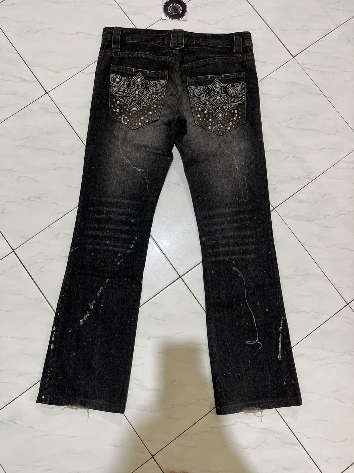 semanticdesign 🔥 Semantic Design Splash Painter &Crystal Studded Flare Pant Size US 30 / EU 46 - 3 Thumbnail